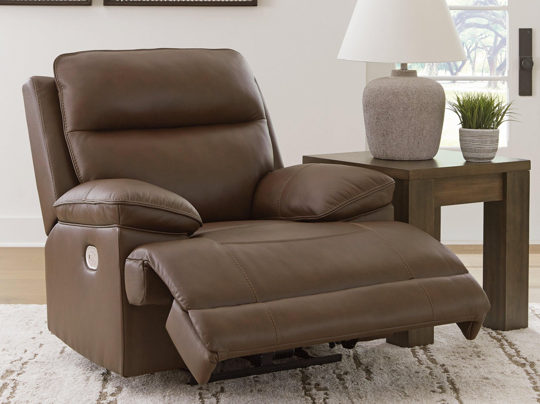 VonRyan Tobacco Leather Power Recliner
