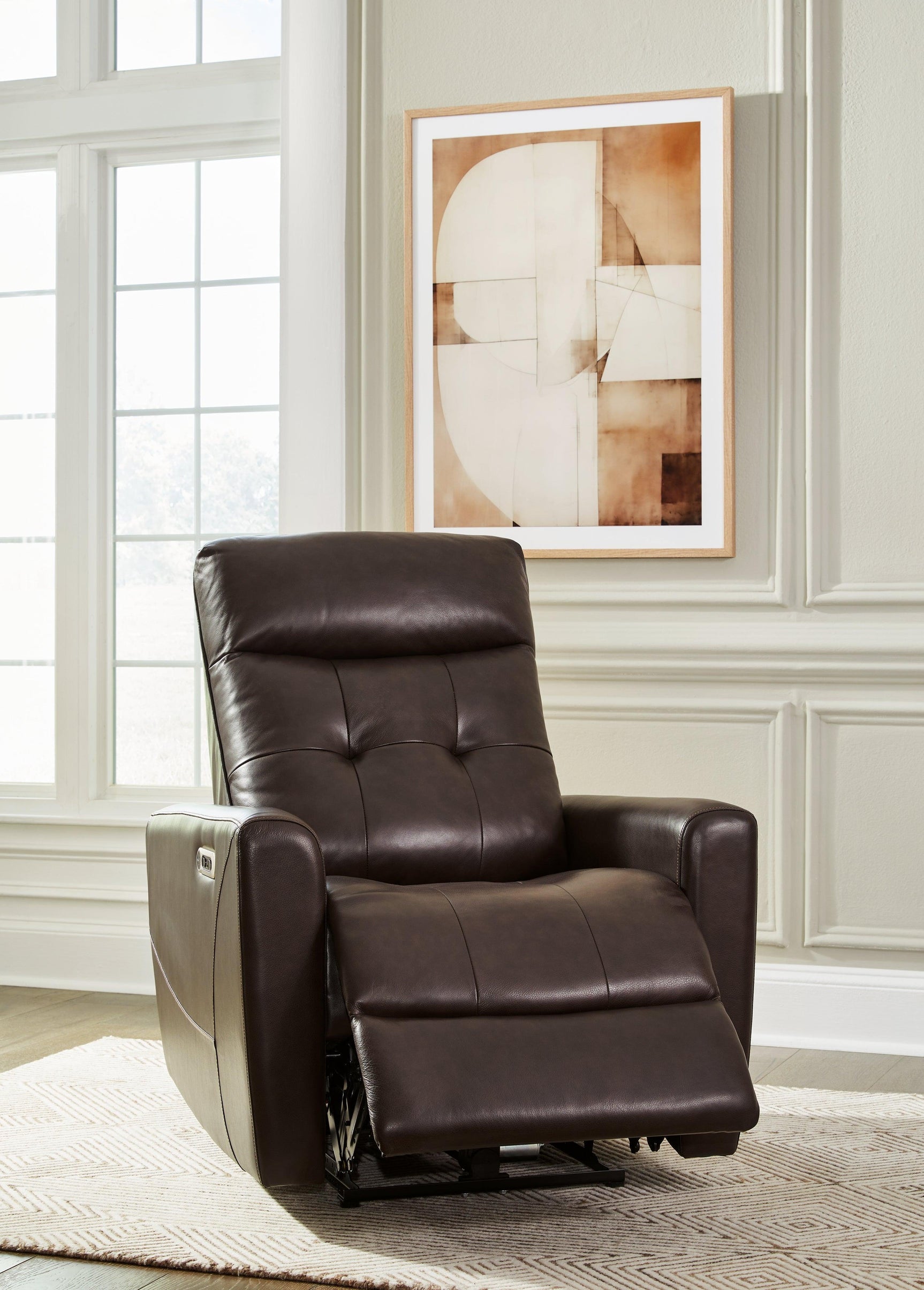 Pisgham Chocolate Leather Power Recliner