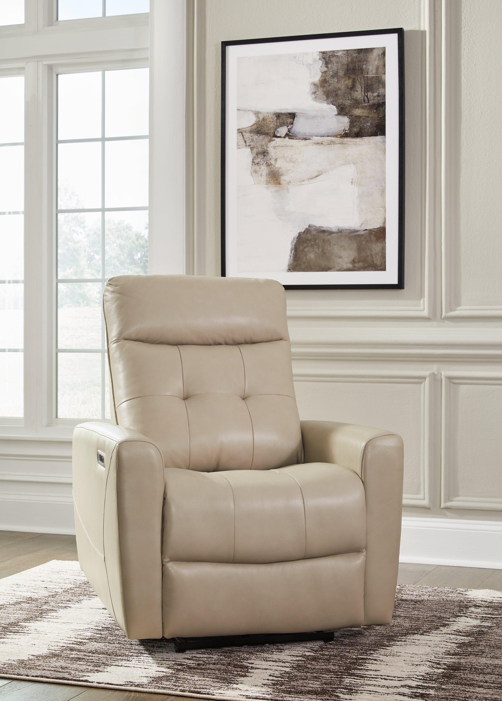 Pisgham Sand Leather Power Recliner