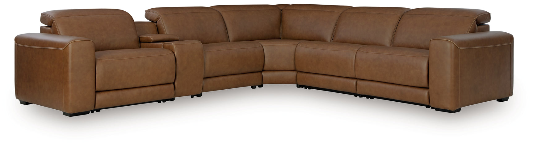 Magic Man Caramel 6-Piece Power Reclining Sectional with Console
