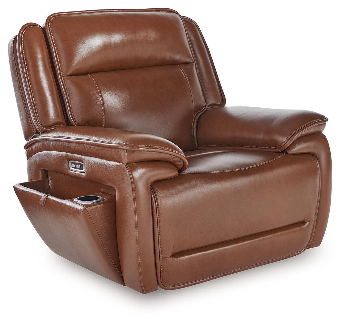 Healy Pier Chocolate Leather Power Recliner