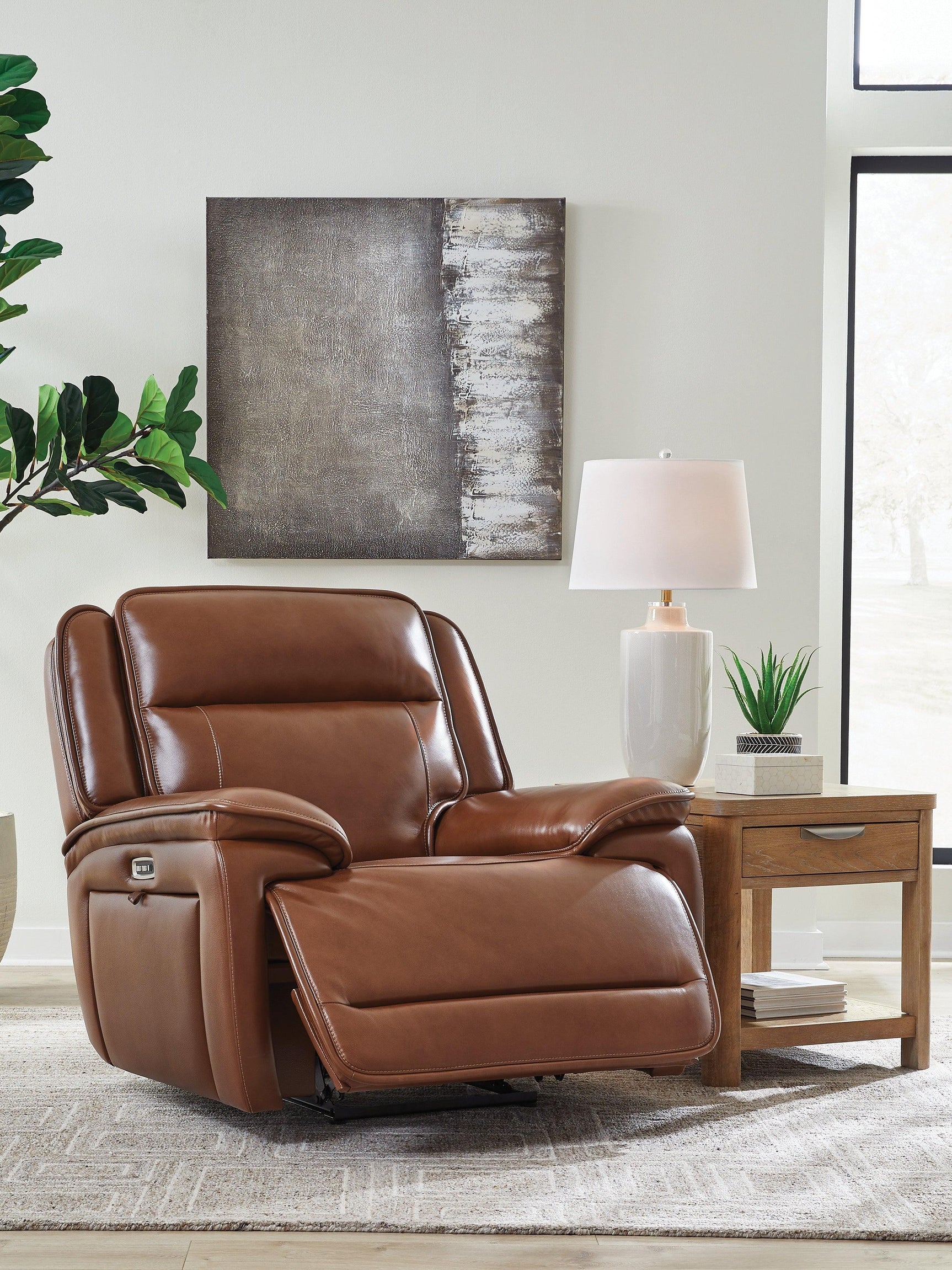 Healy Pier Chocolate Leather Power Recliner