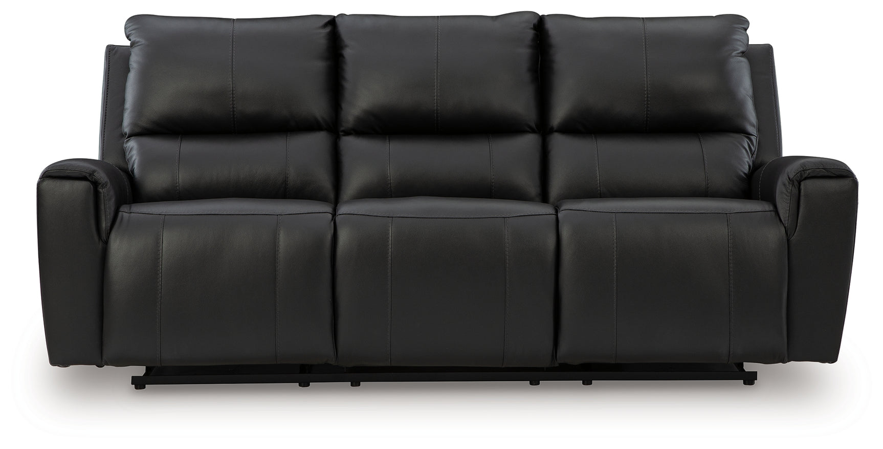 Glossmore Black Leather Reclining Sofa