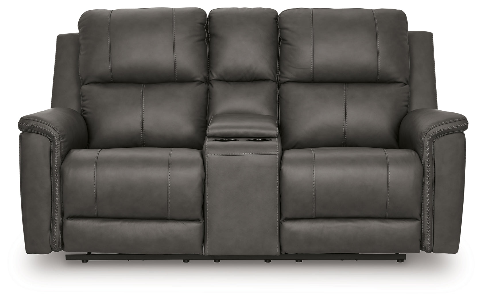 Bleckley Anchor Leather Power Reclining Loveseat with Console