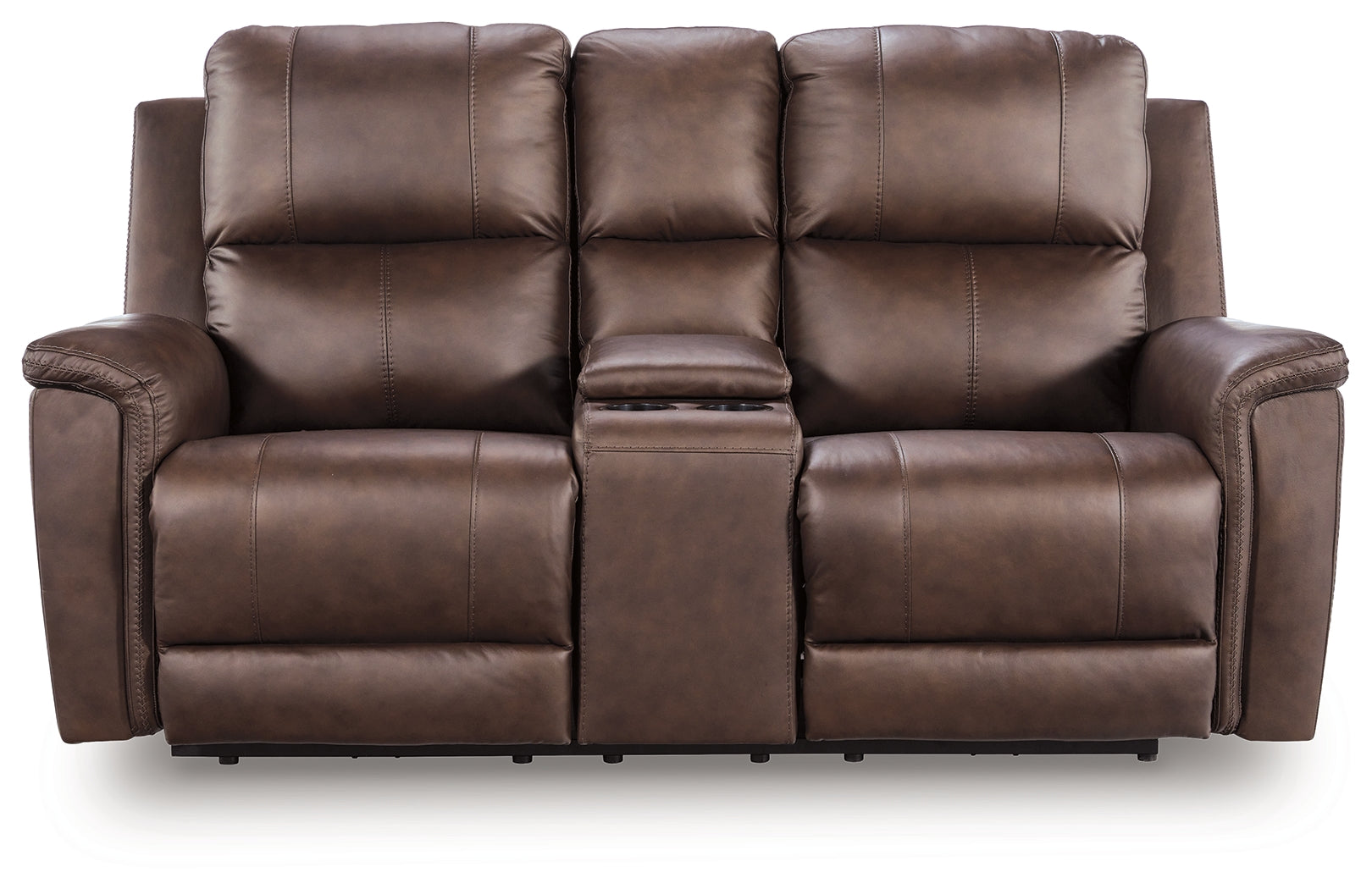 Bleckley Espresso Leather Power Reclining Loveseat with Console
