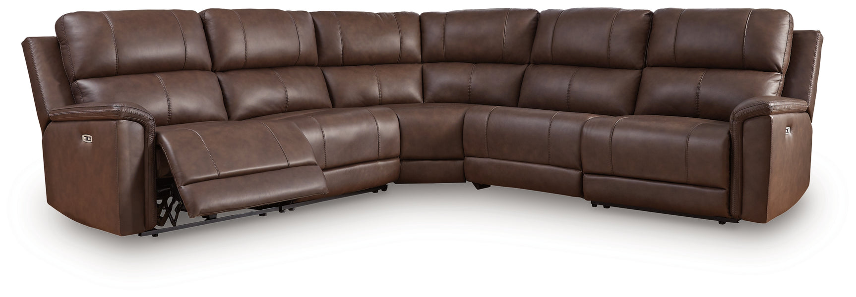 Bleckley Espresso Leather 5-Piece Power Reclining Sectional