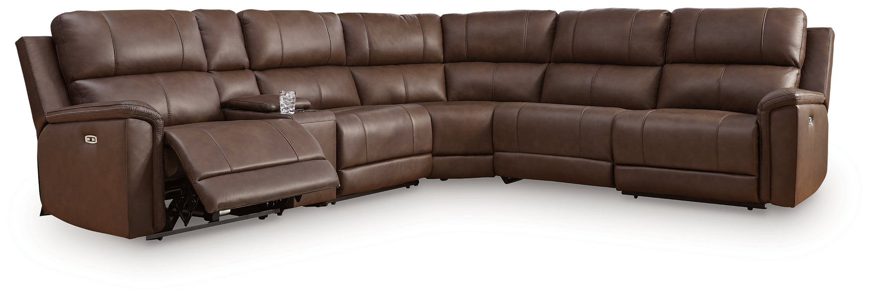 Bleckley Espresso Leather 6-Piece Power Reclining Sectional