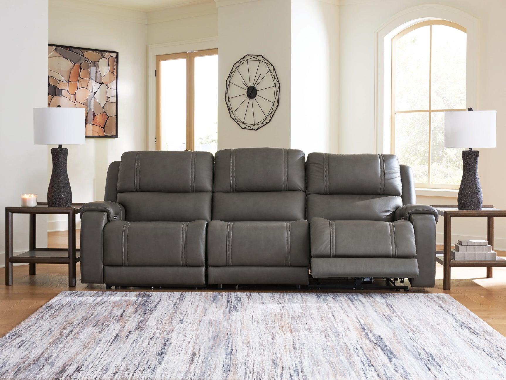 5Z - Pittson Anchor Leather 3-Piece Power Sectional Reclining Sofa