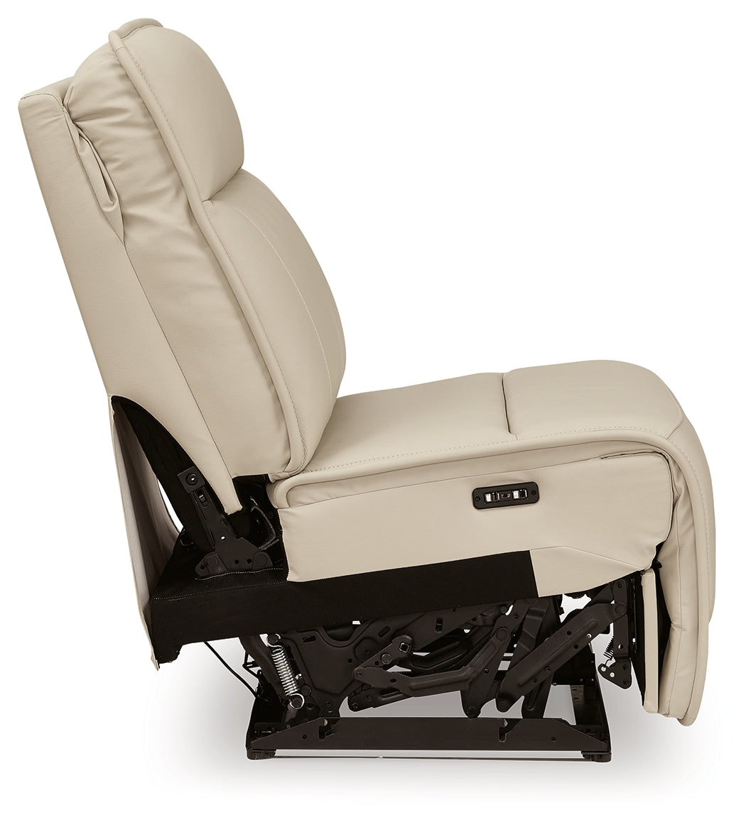 Double Deal Almond Leather 6-Piece Reclining Sectional