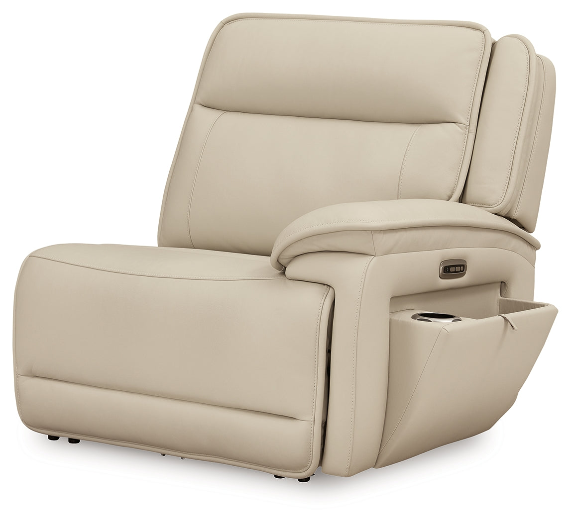 Double Deal Almond Leather 5-Piece Reclining Sectional with Console