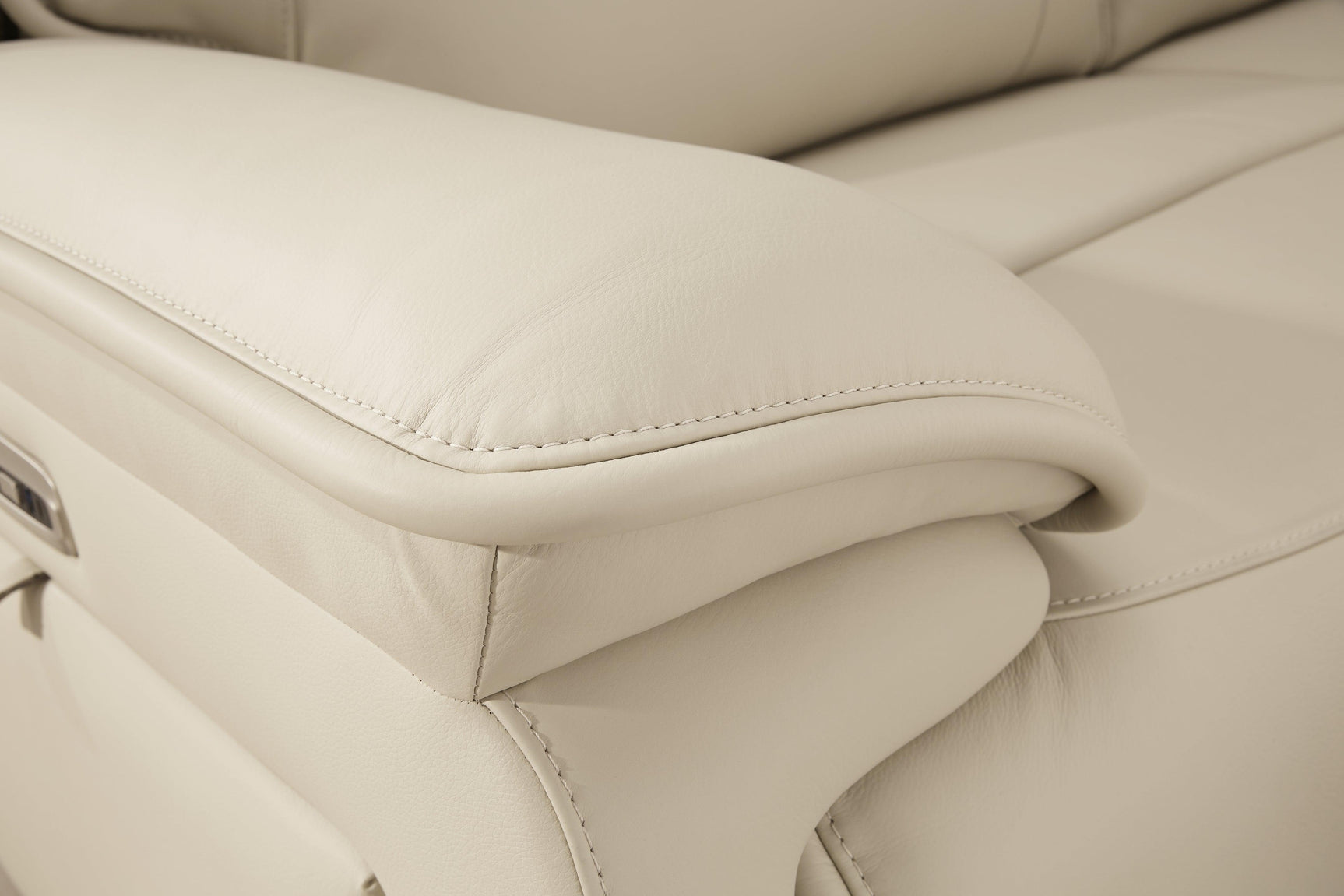 Double Deal Almond Leather 2-Piece Power Reclining Loveseat Sectional