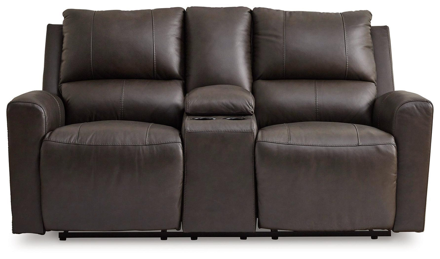 Boxmere Storm Leather Power Reclining Loveseat with Console