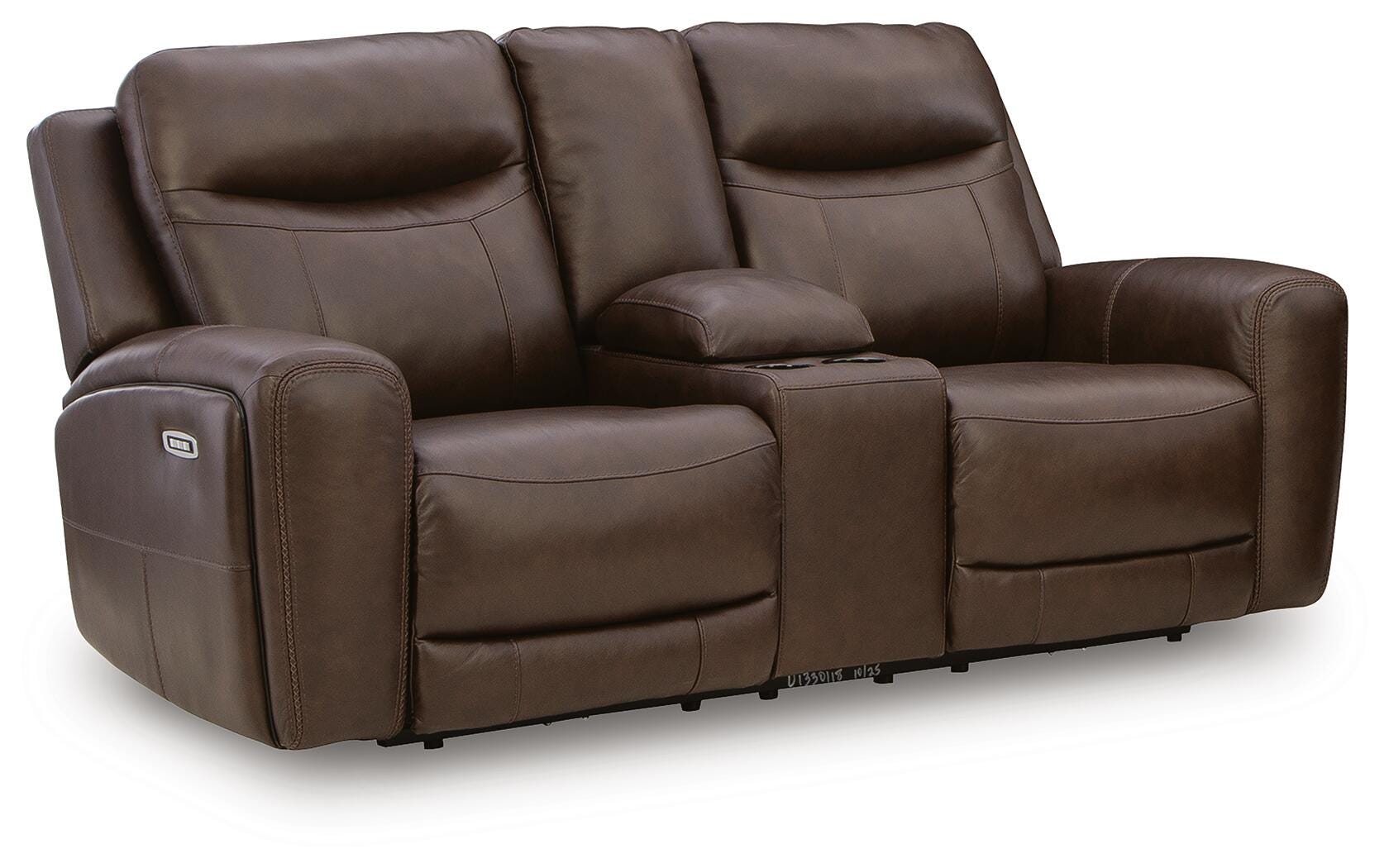 Gravier Cordova Leather Power Reclining Loveseat with Console angled view