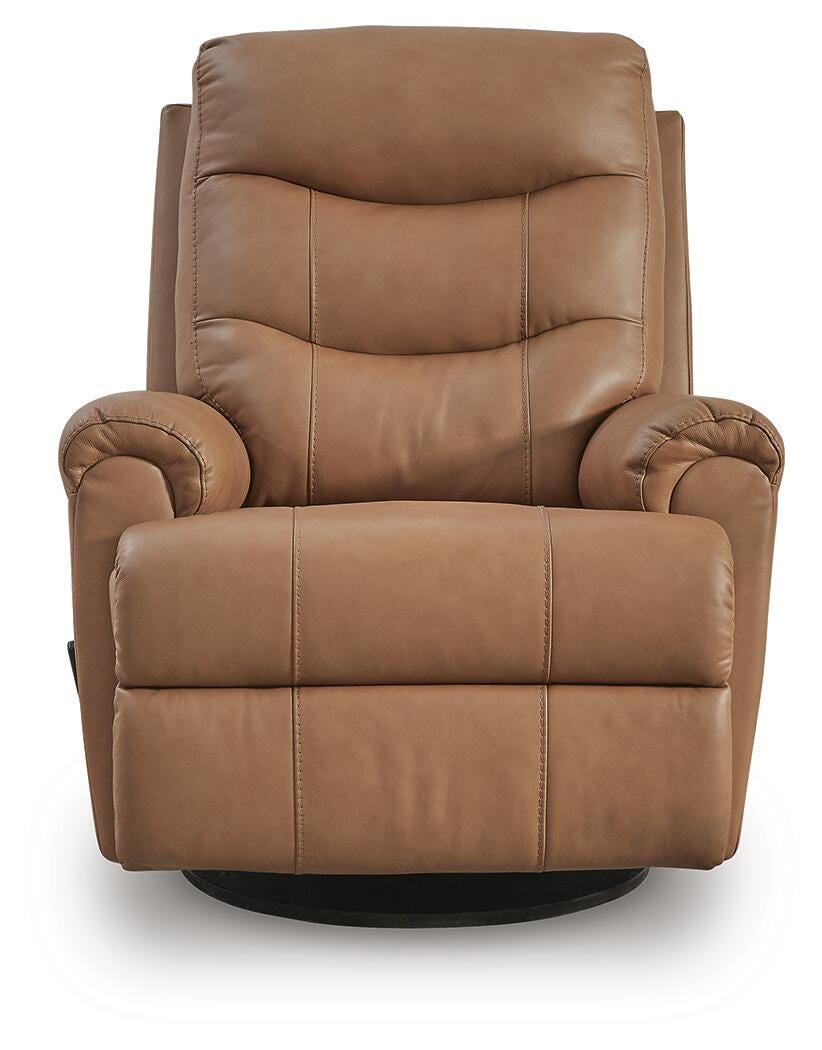 Flynwood Butternut Leather Swivel Glider Recliner view 4