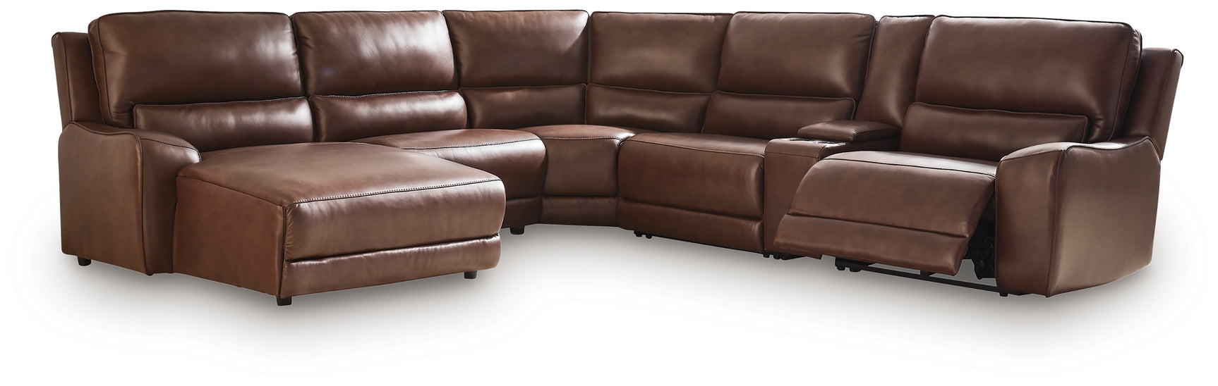 DeepWakes Canyon Leather 6-Piece Power Reclining Sectional with Chaise