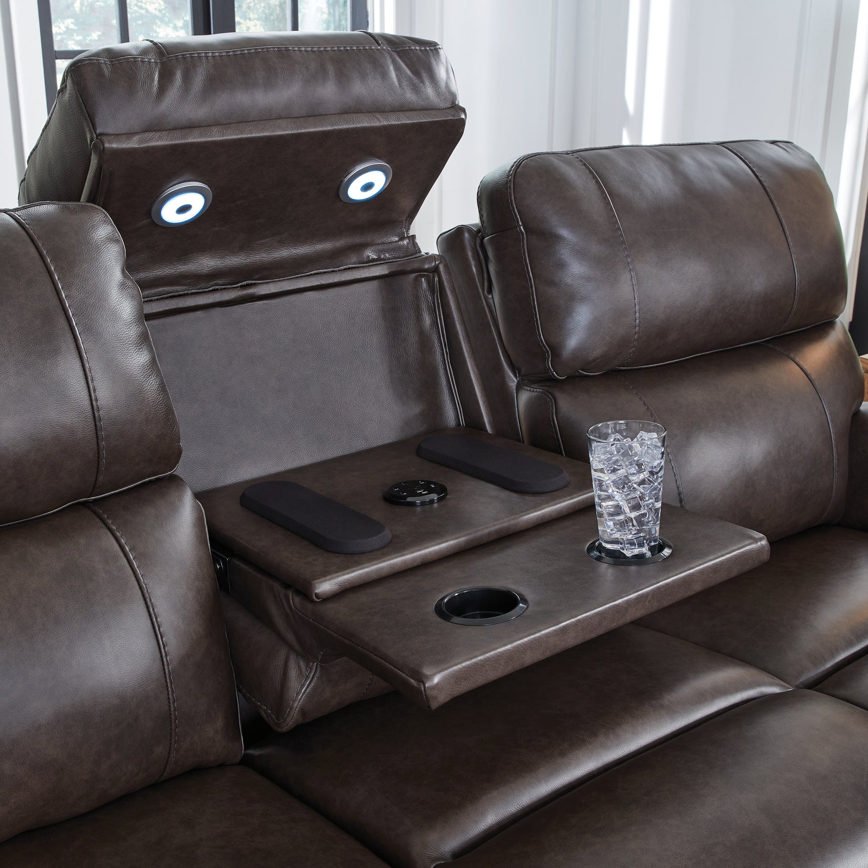 Crossplex Smoke Leather Power Reclining Sofa