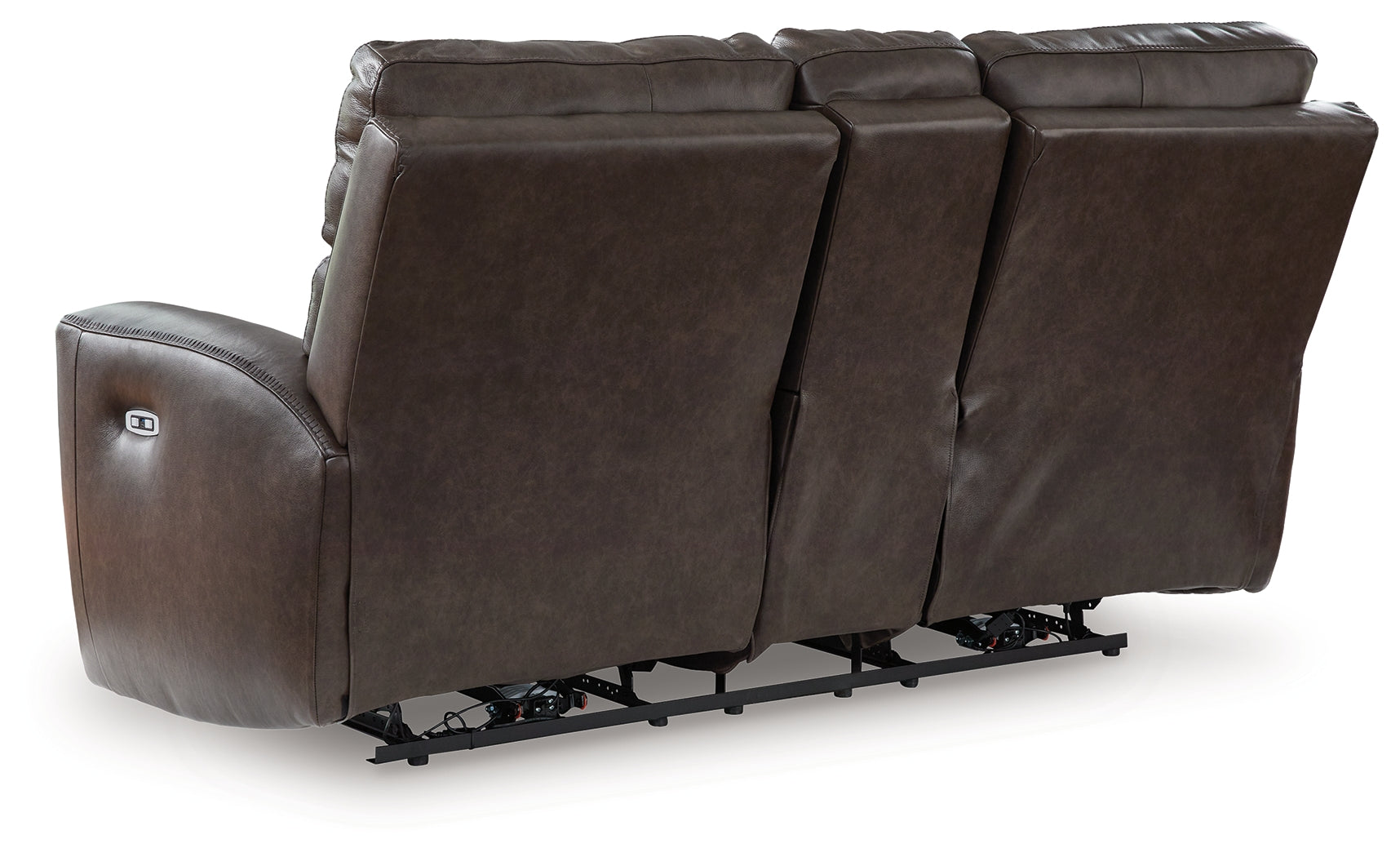 Crossplex Smoke Leather Power Reclining Loveseat with Console