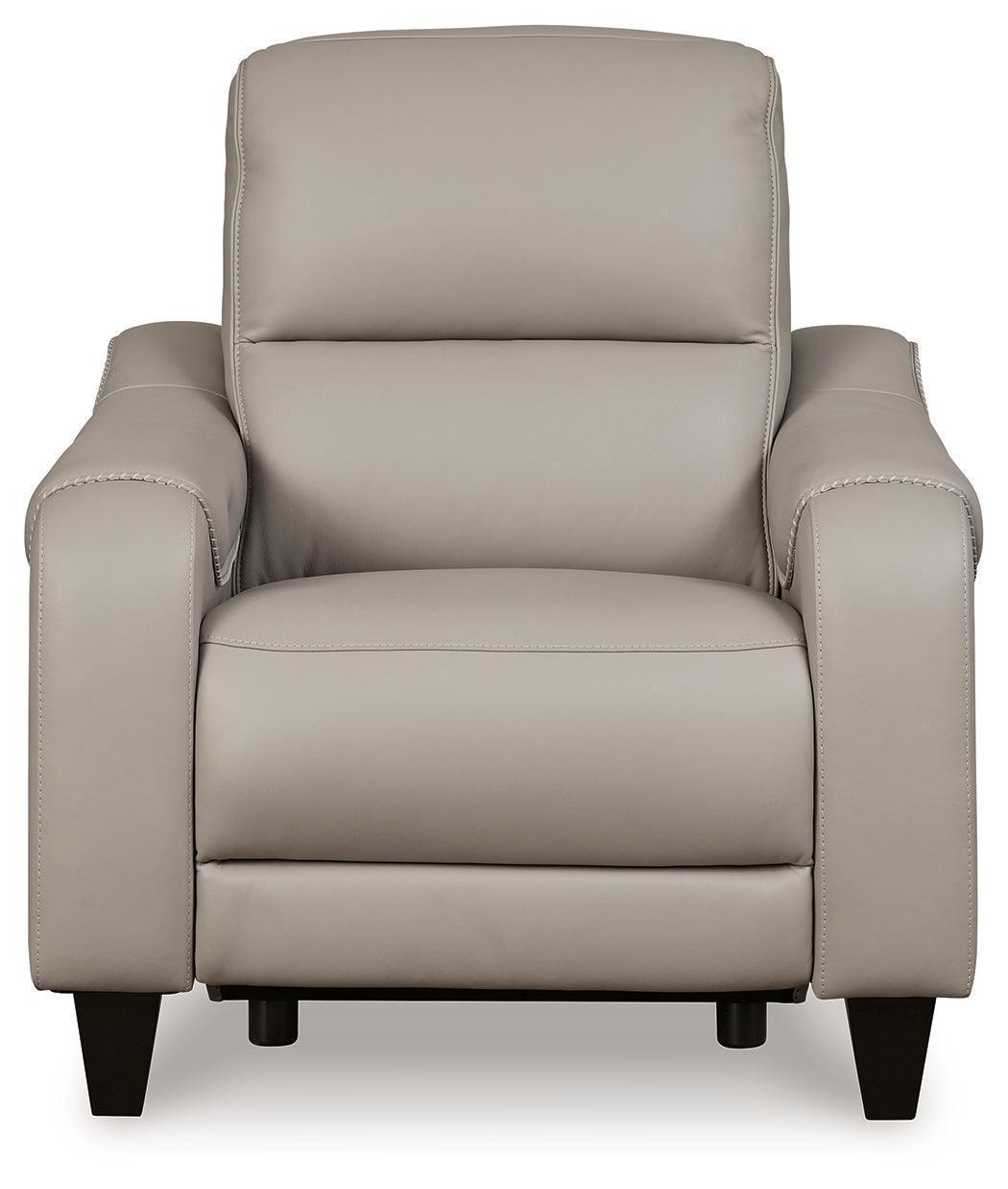 Mercomatic Gray Leather Power Recliner