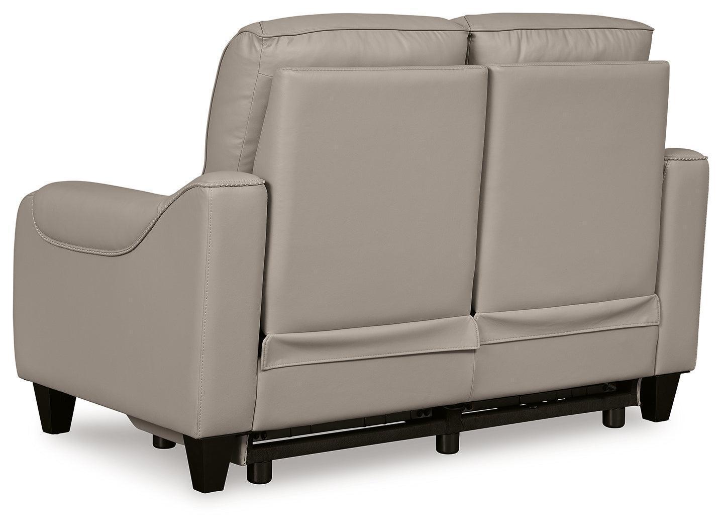 Mercomatic Gray Leather Power Reclining Loveseat