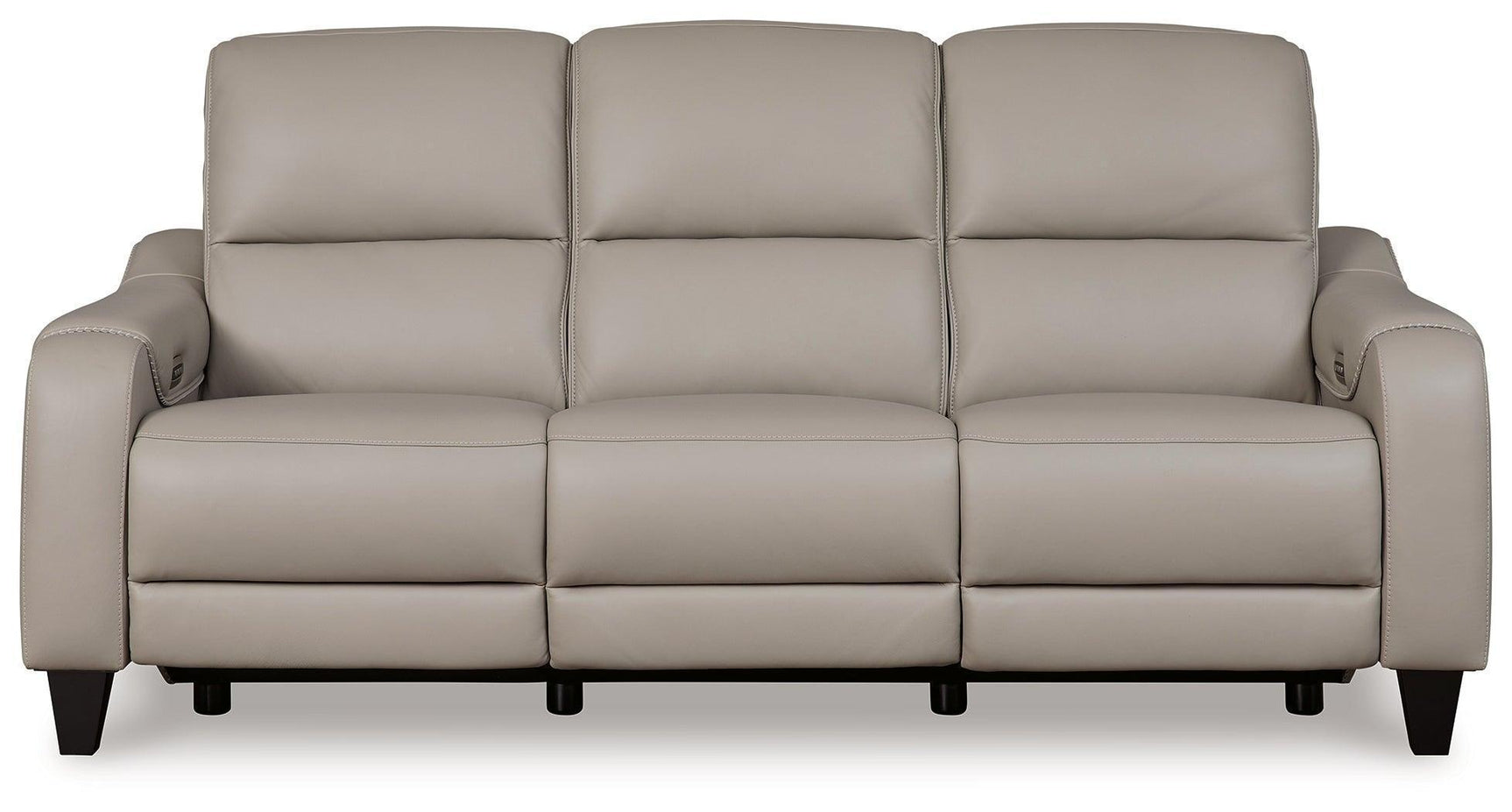 Mercomatic Gray Leather Power Reclining Sofa