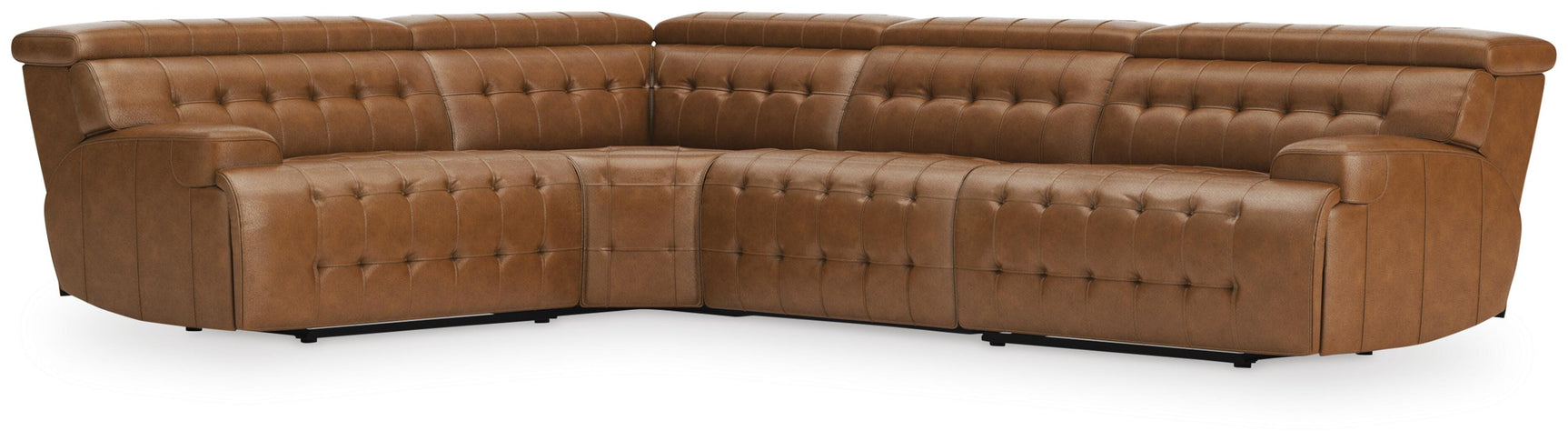 Temmpton Chocolate Leather 4-Piece Reclining Sectional