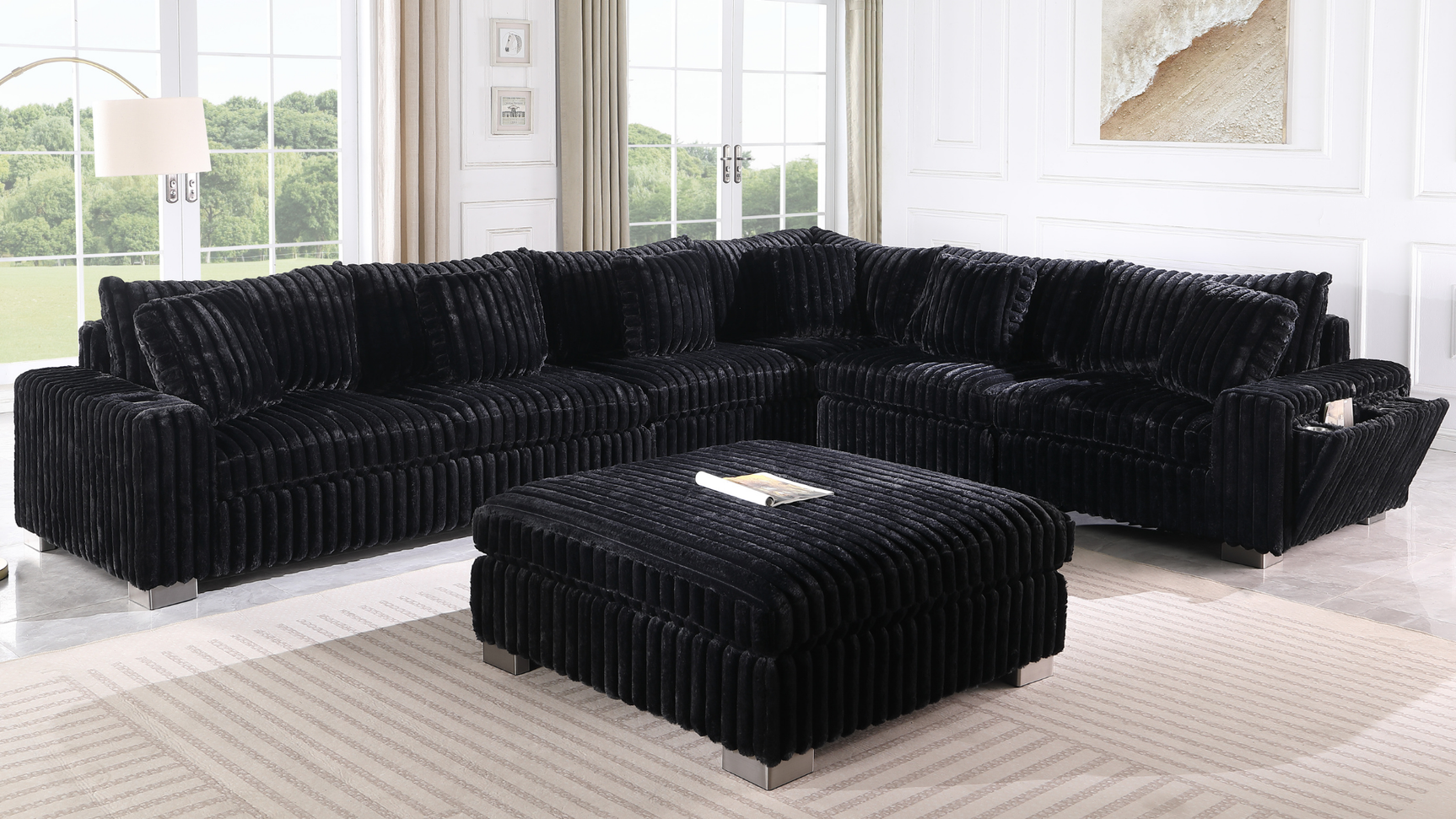 Snuggle Station Black 6 or 7-Piece Sectional from Ella Furniture