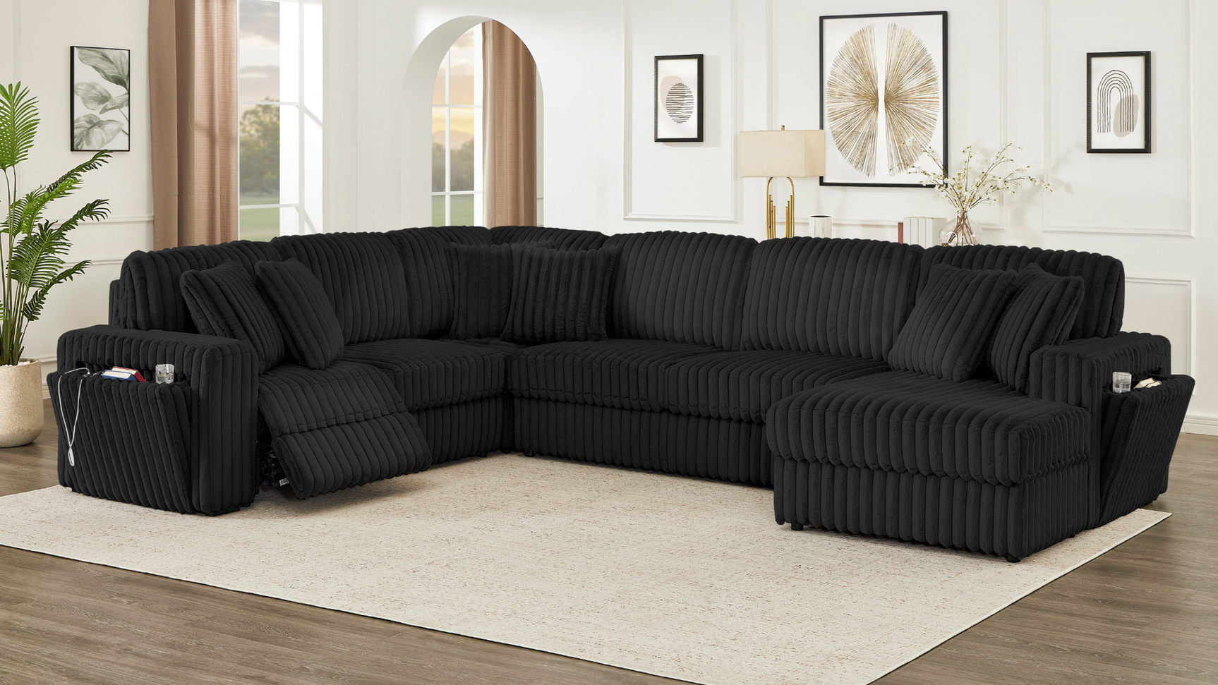 Rana Black Reclining Sectional