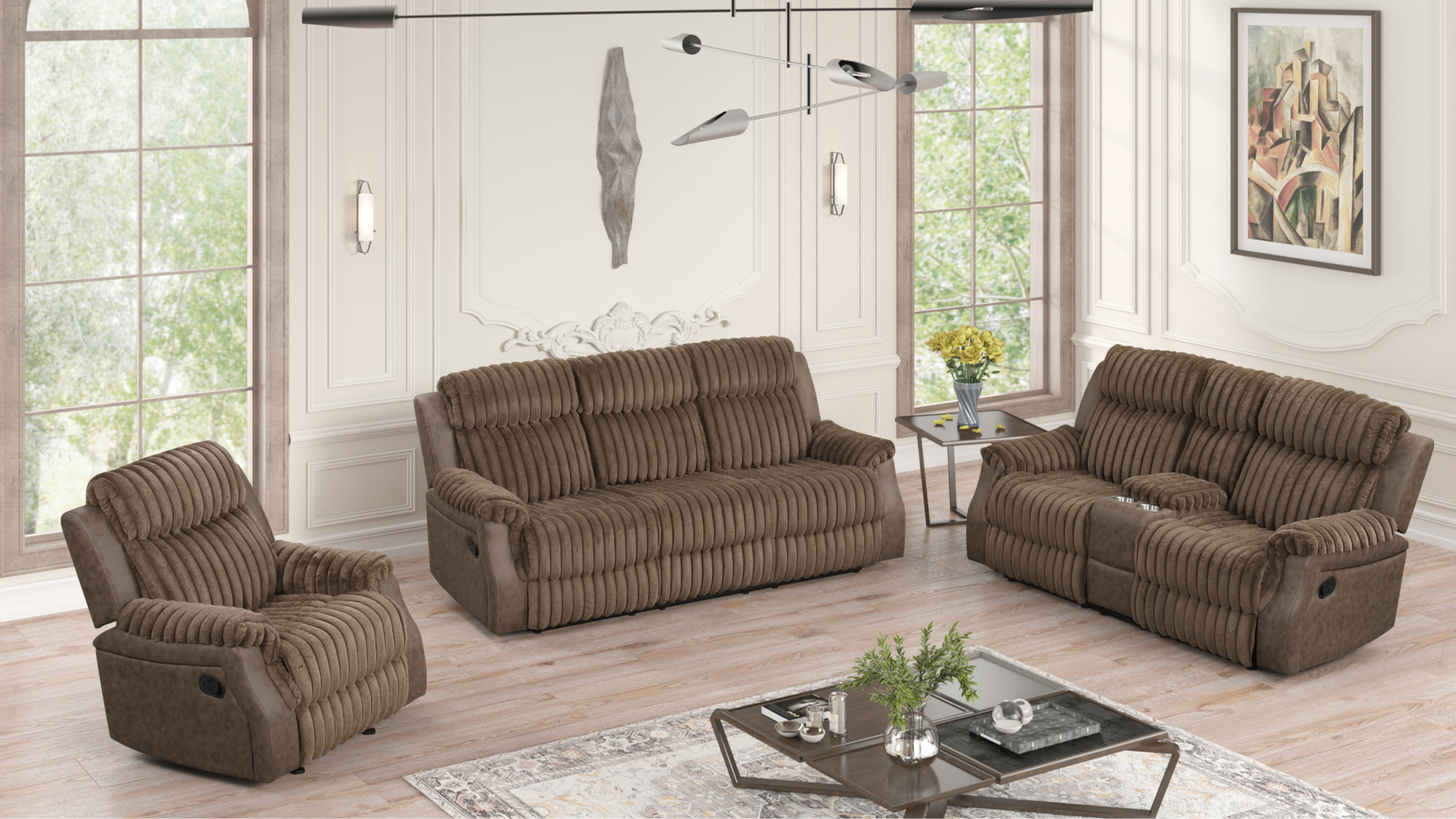 Willow Brown 3-Piece Reclining Set