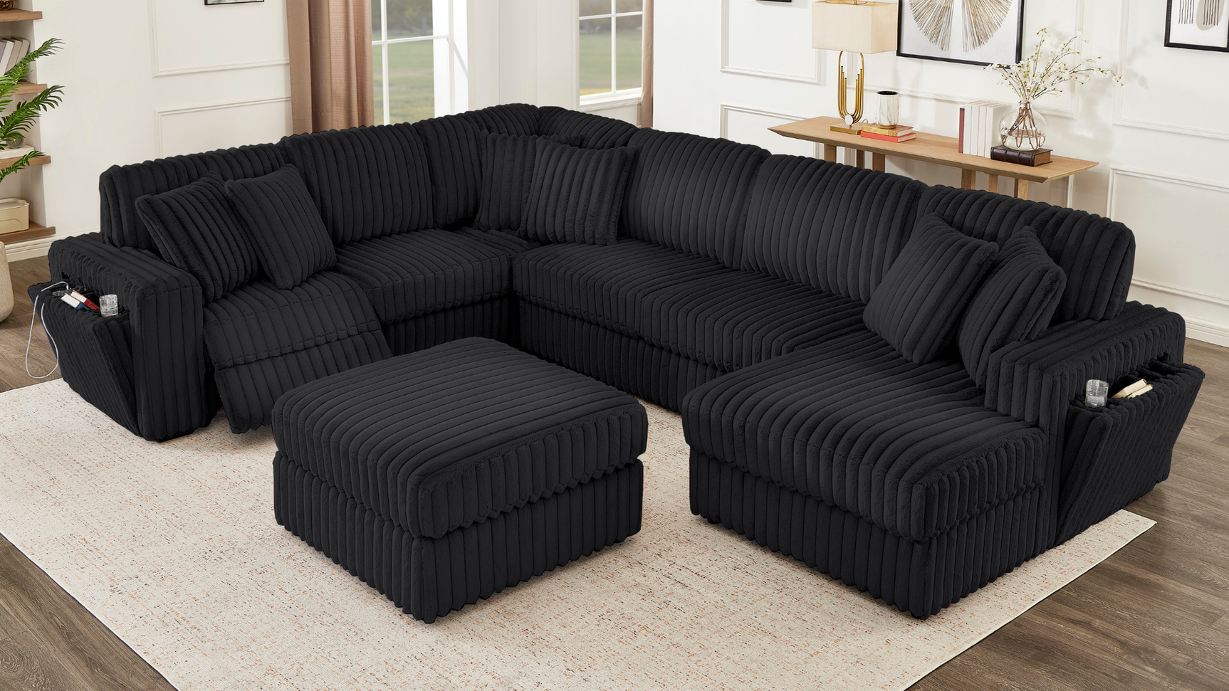 Rana Black Reclining Sectional