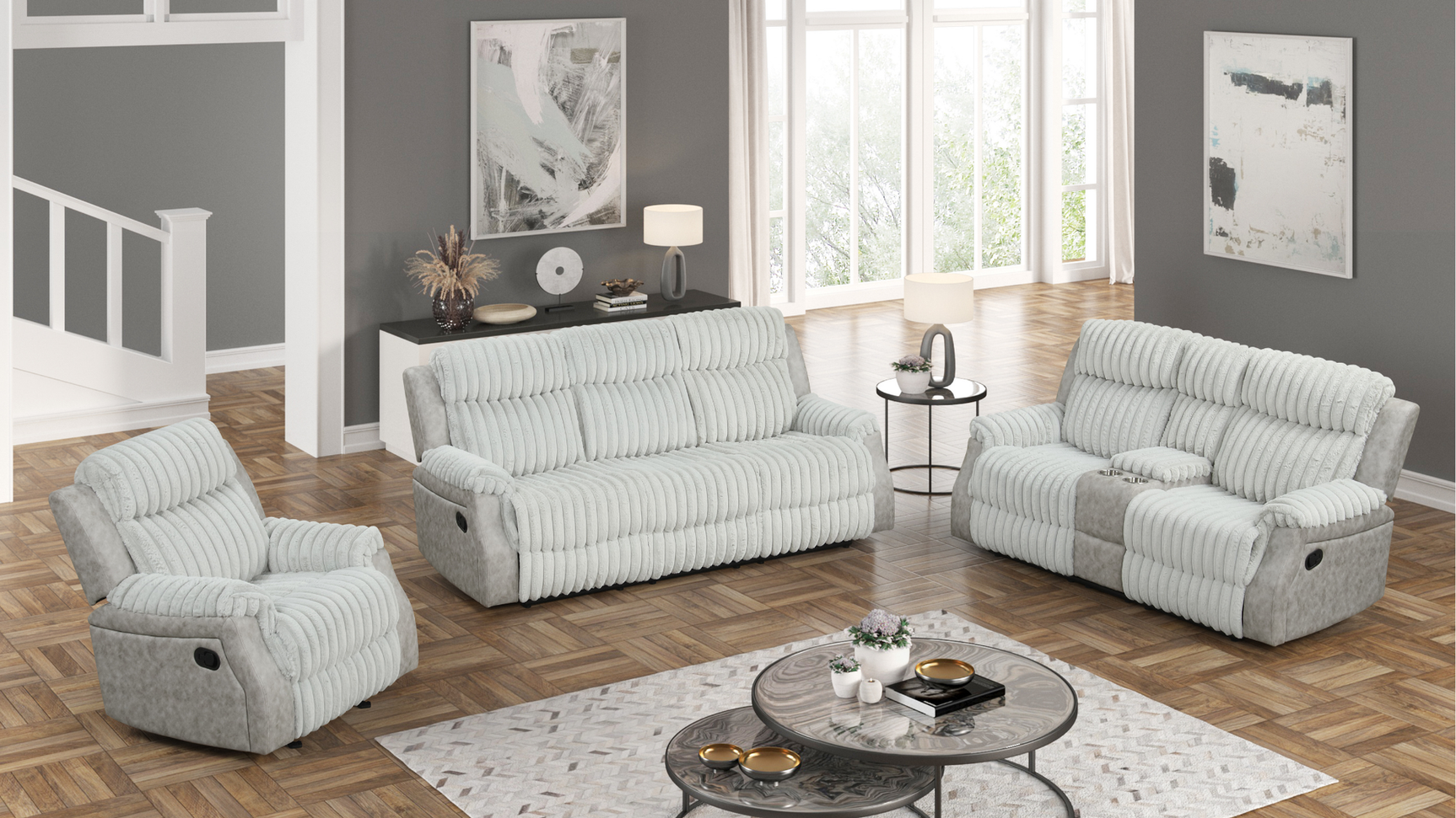 Willow Grey 3-Piece Reclining Set
