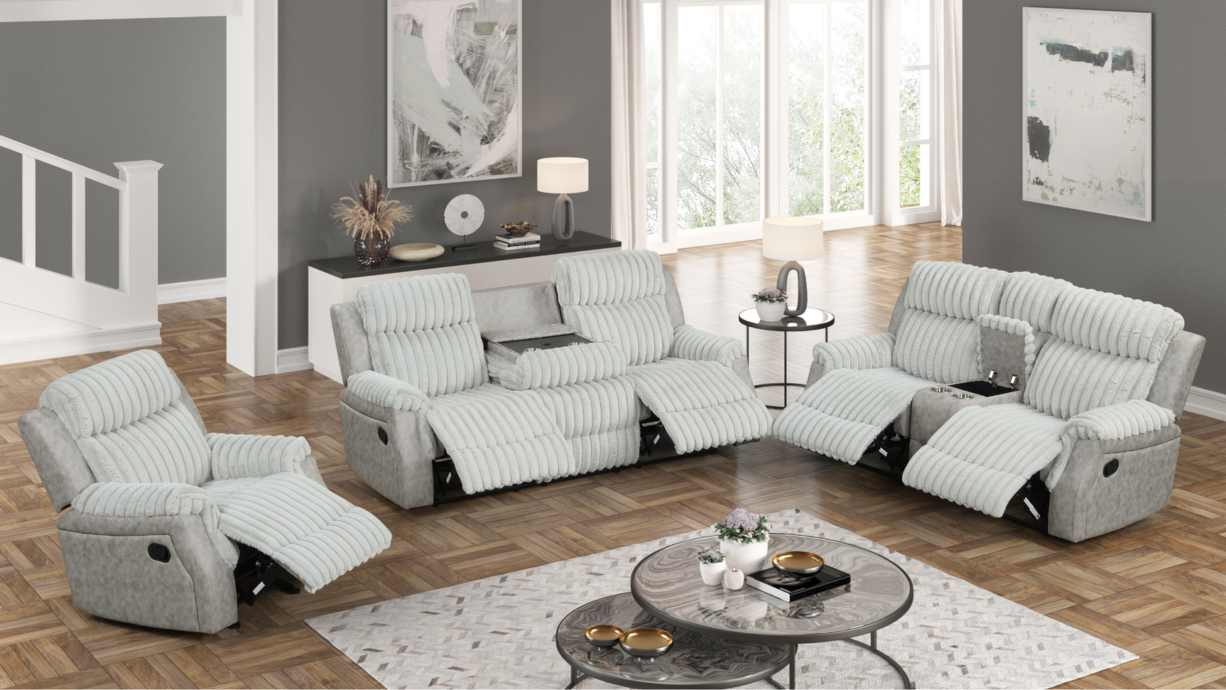 Willow Grey 3-Piece Reclining Set