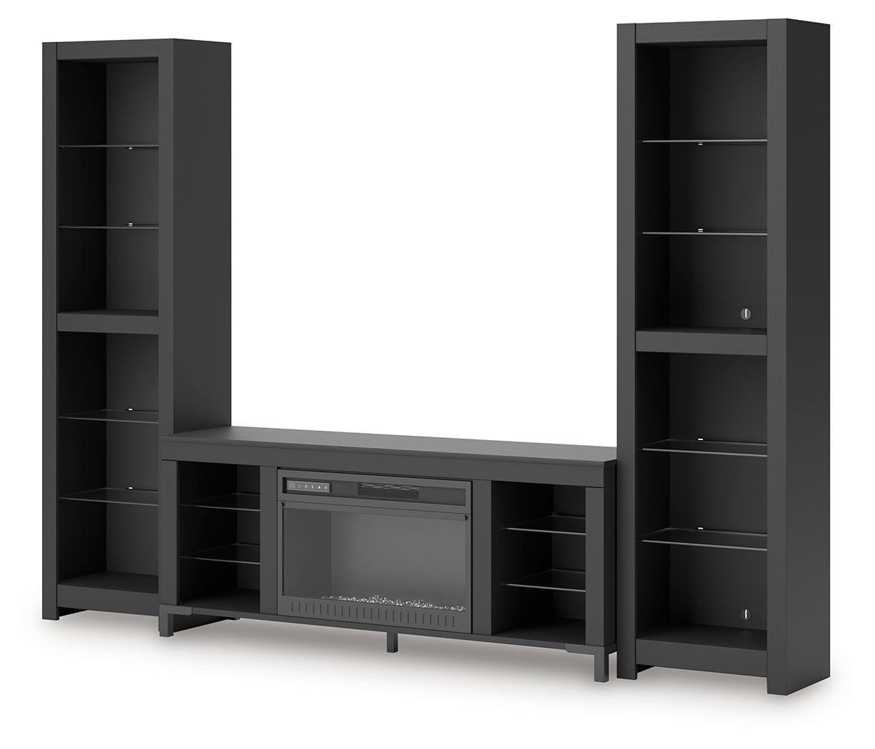 Cayberry Black 3-Piece Entertainment Center with Electric Fireplace