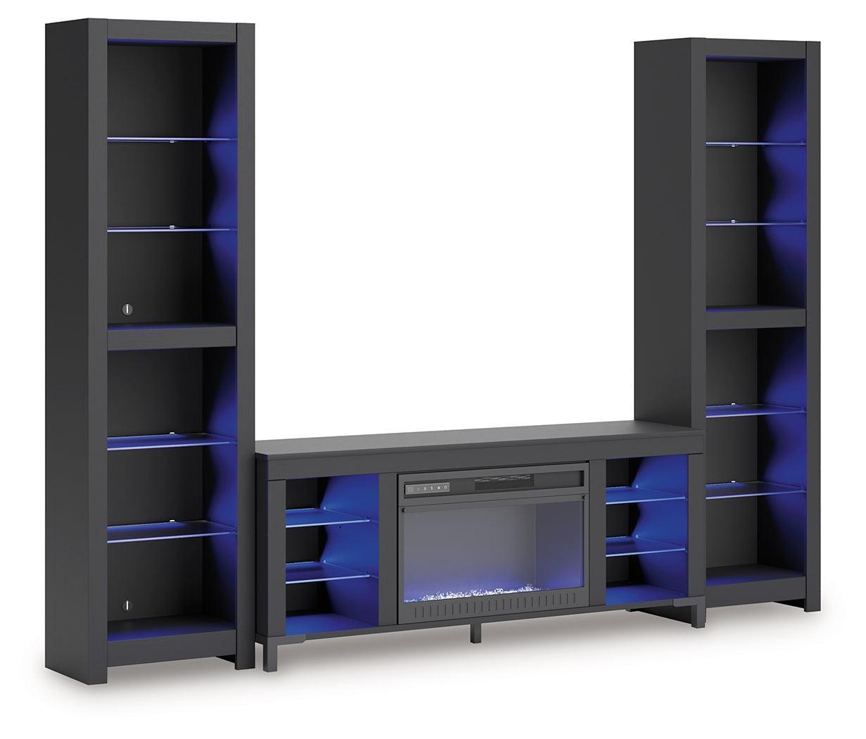 Cayberry Black 3-Piece Entertainment Center with Electric Fireplace