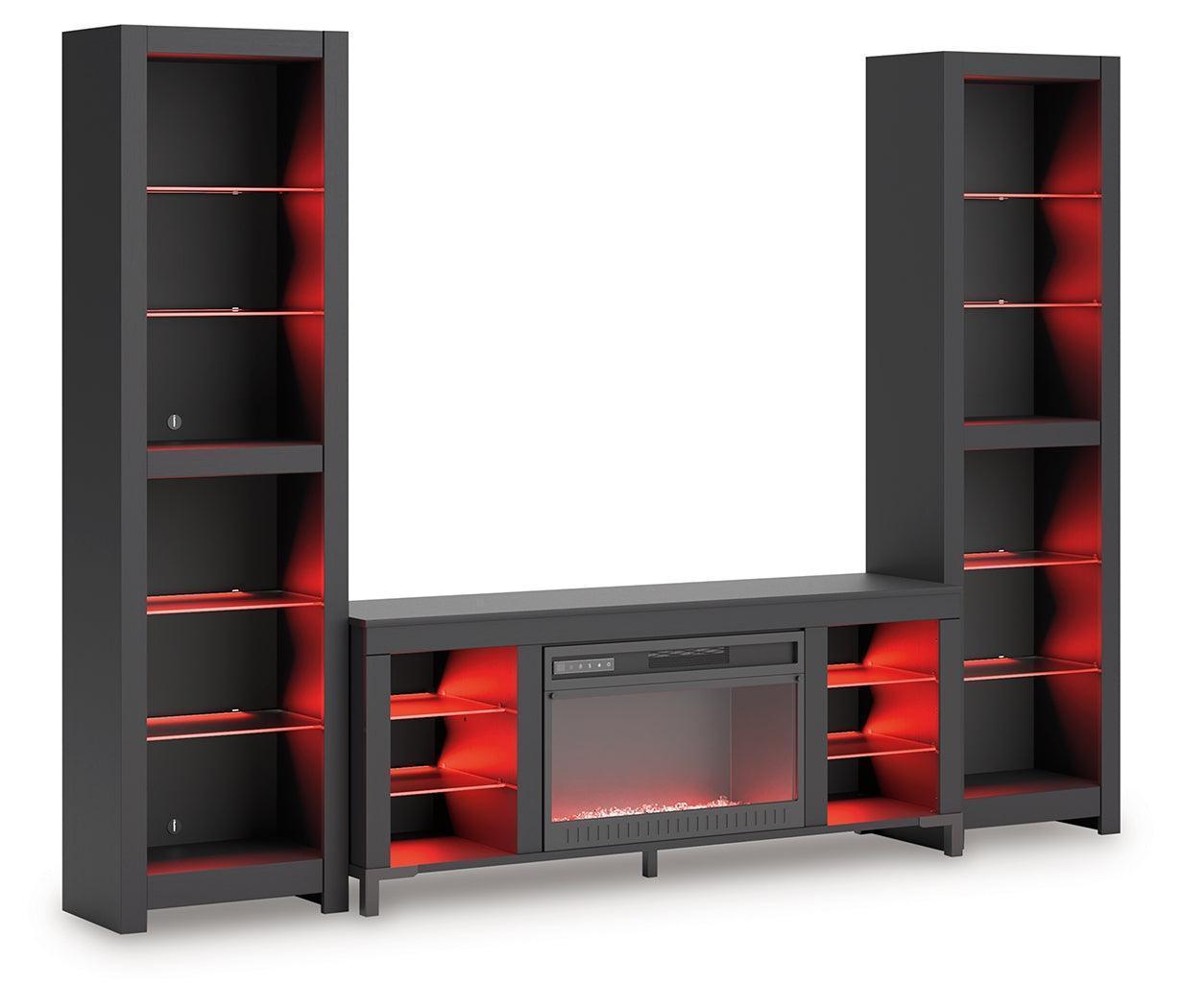 Cayberry Black 3-Piece Entertainment Center with Electric Fireplace