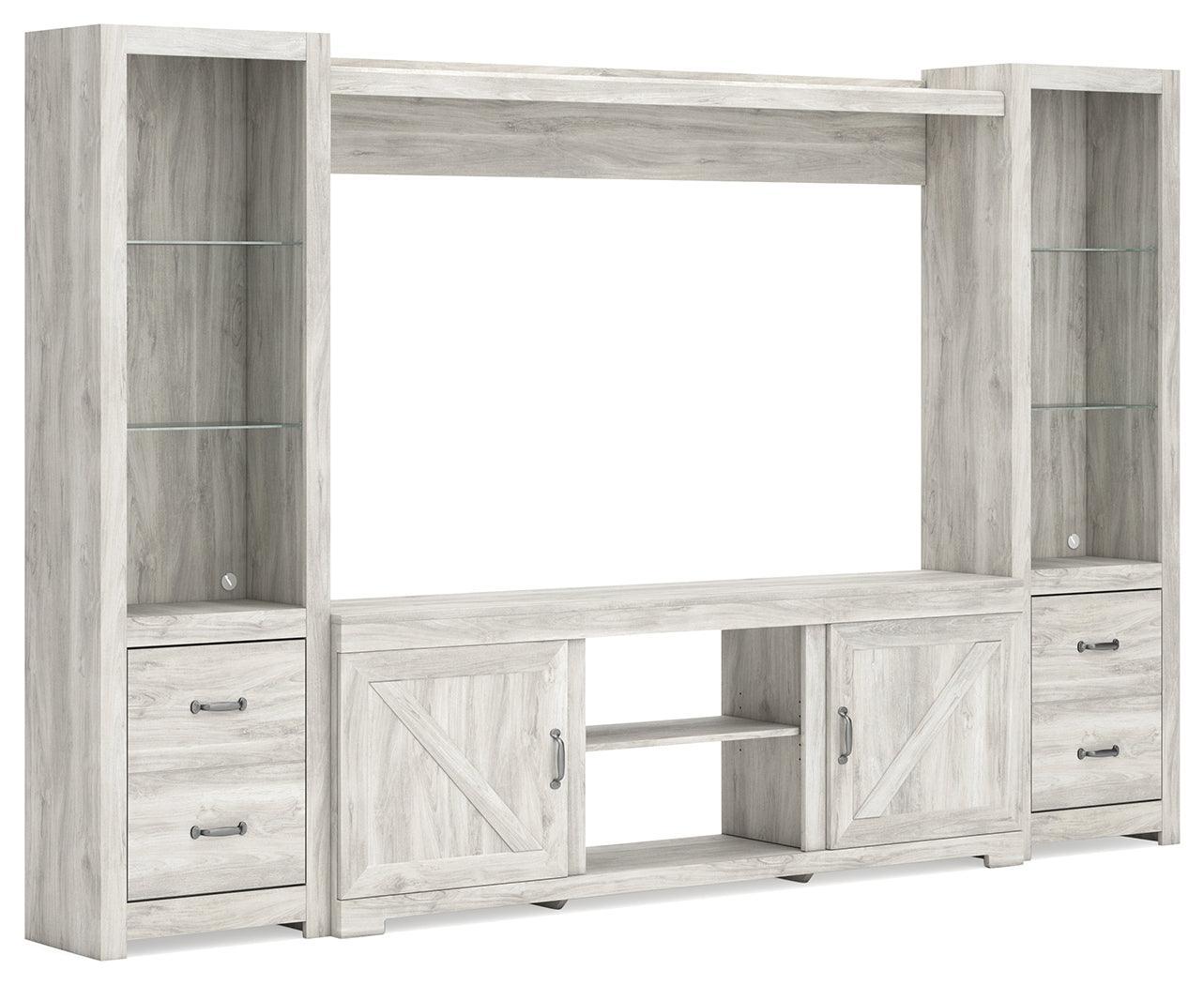 Bellaby Whitewash 4-Piece Entertainment Center - Ella Furniture