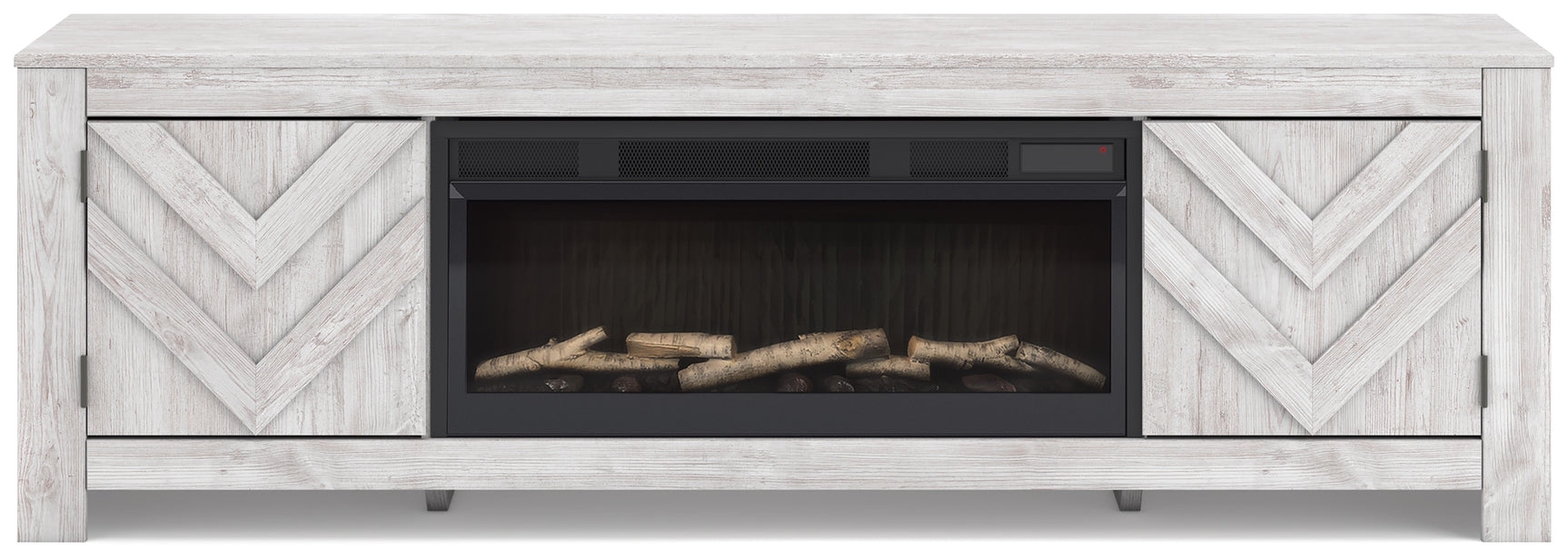 Cayboni Whitewash 71" TV Stand with Electric Fireplace
