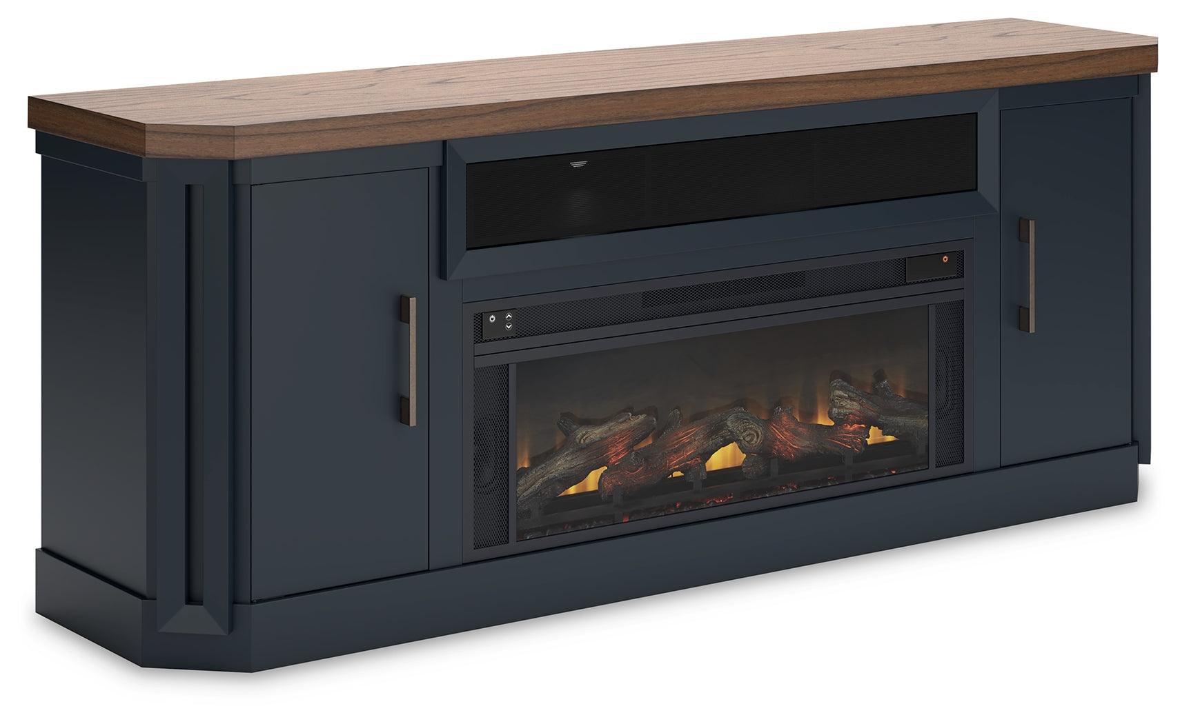 Landocken Two-tone 83" Tv Stand With Electric Fireplace - Ella Furniture