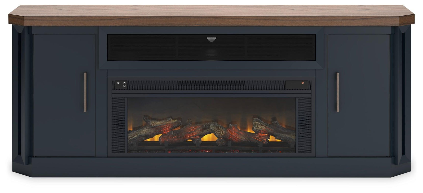Landocken Two-tone 83" Tv Stand With Electric Fireplace - Ella Furniture