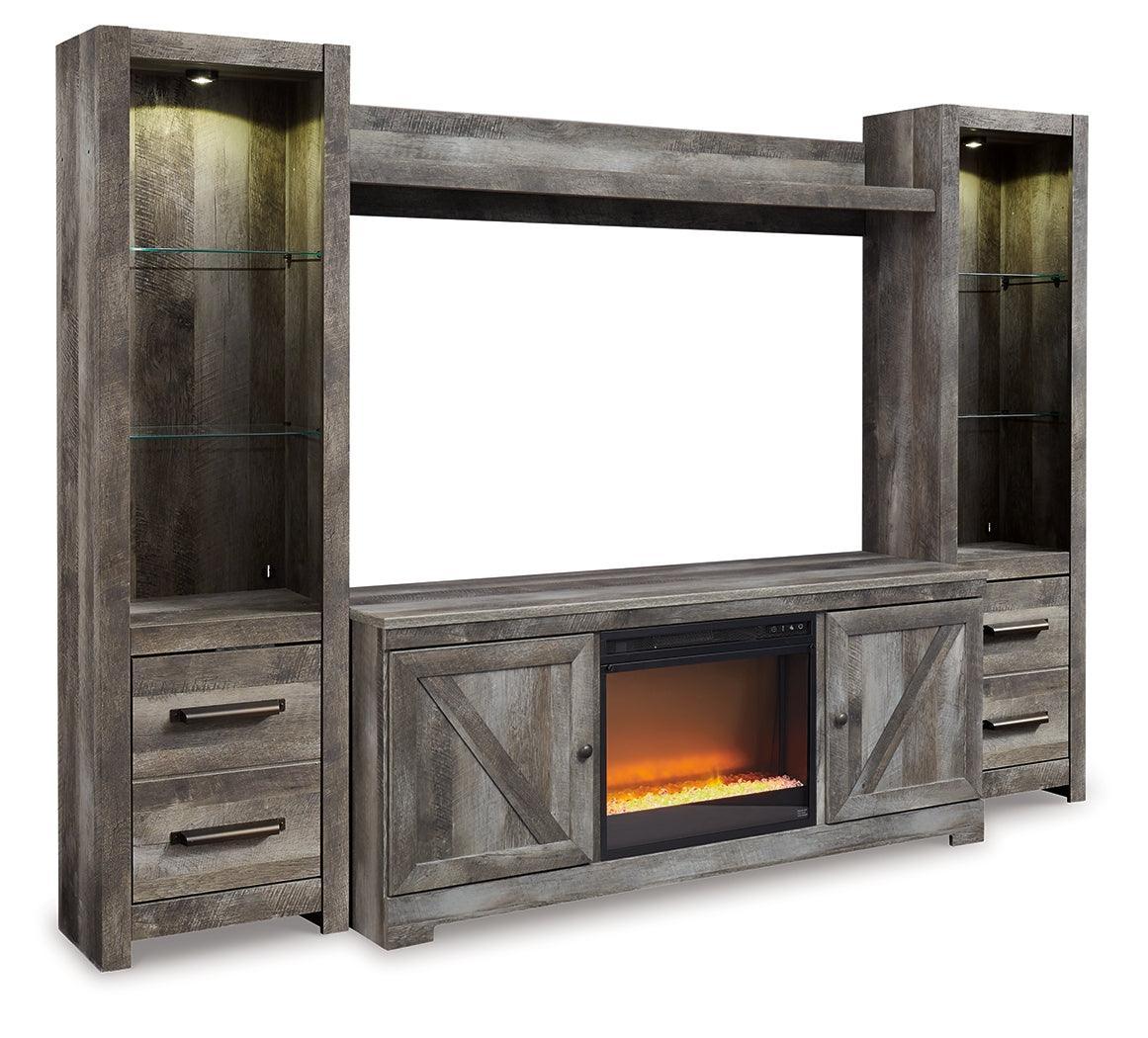 Wynnlow Gray 4-Piece Entertainment Center With Electric Fireplace - Ella Furniture