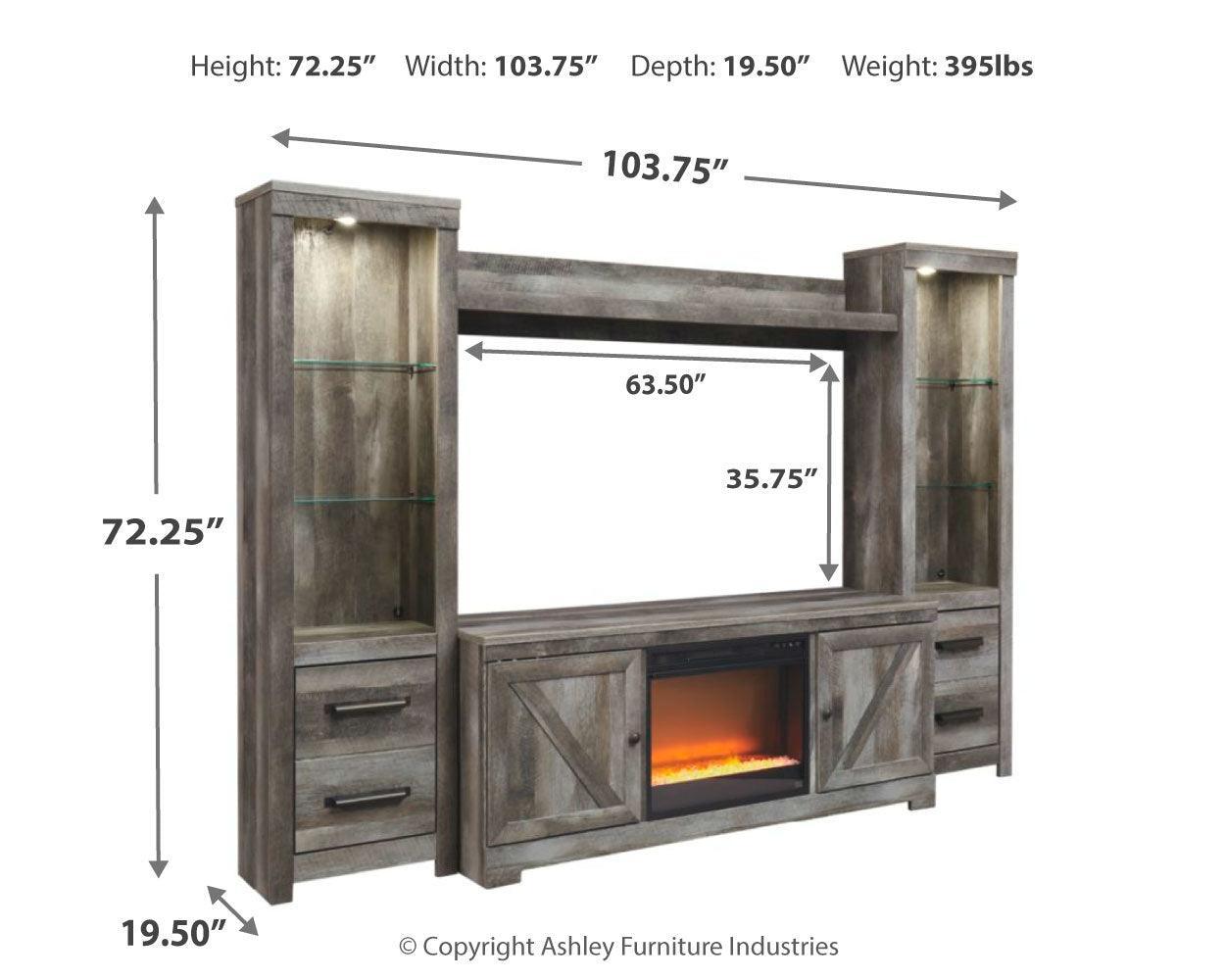 Wynnlow Gray 4-Piece Entertainment Center With Electric Fireplace - Ella Furniture