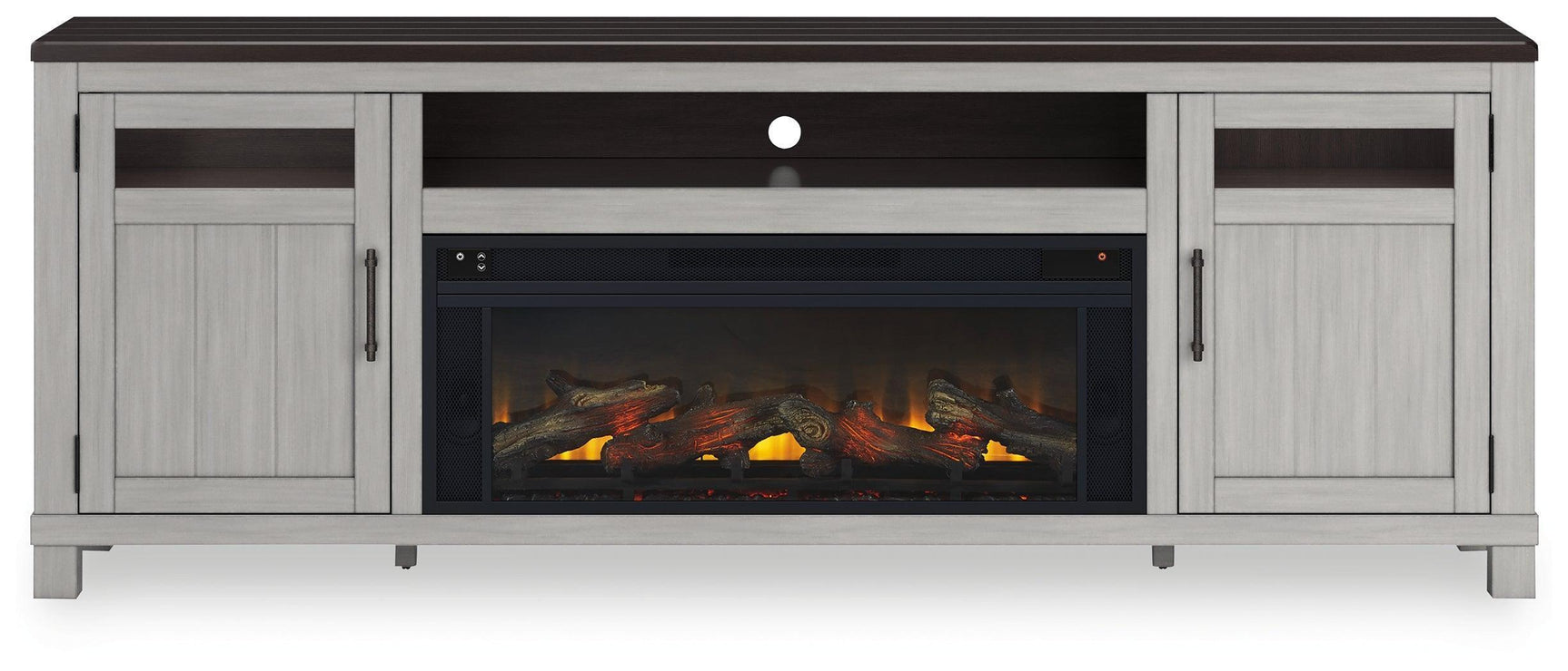 Darborn 88" Gray Brown TV Stand with Electric Fireplace