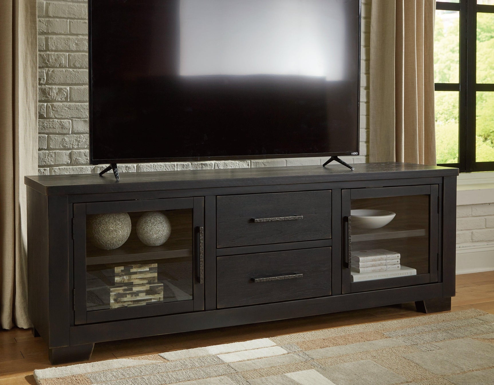 Galliden 80" Black TV Stand with Storage