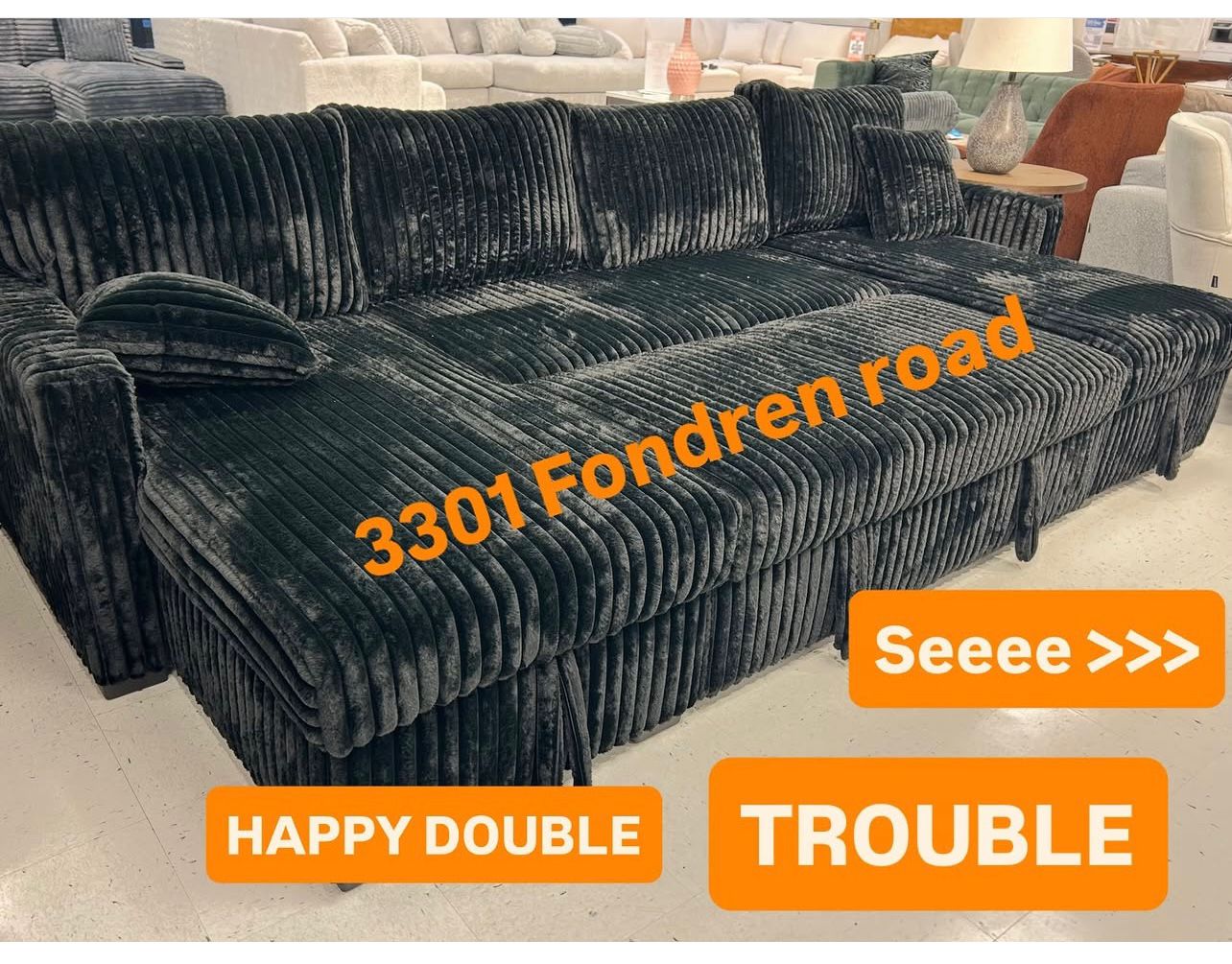 Happy couch double trouble chaise 10 feet wide