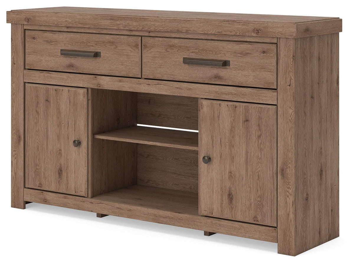 Garistyn Brown 62" TV Stand — angled view