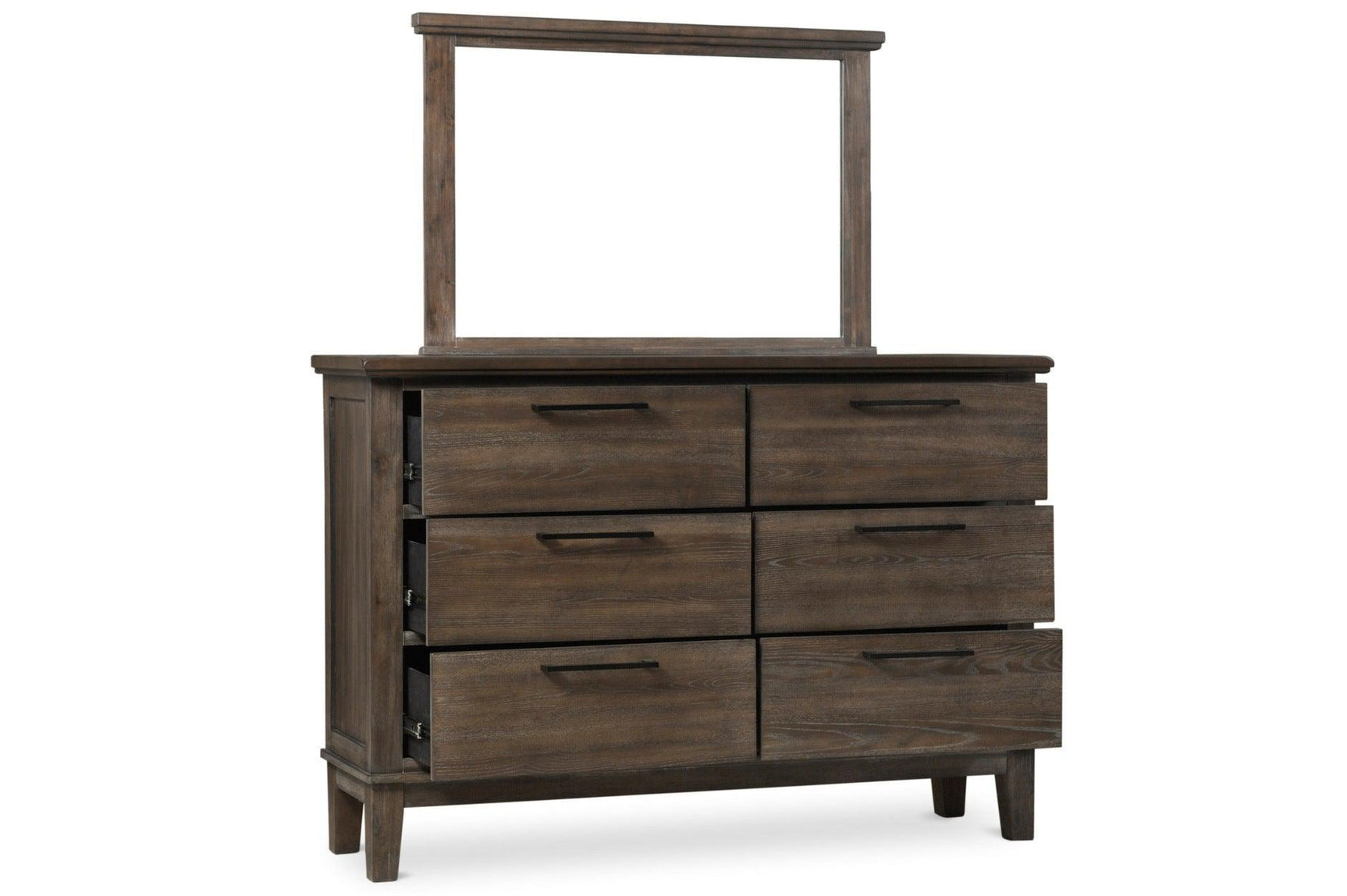 Gray Modern Traditional Solid Wood Veneers Fabric Upholstered Tufted Shelves Bedroom Set - Ella Furniture