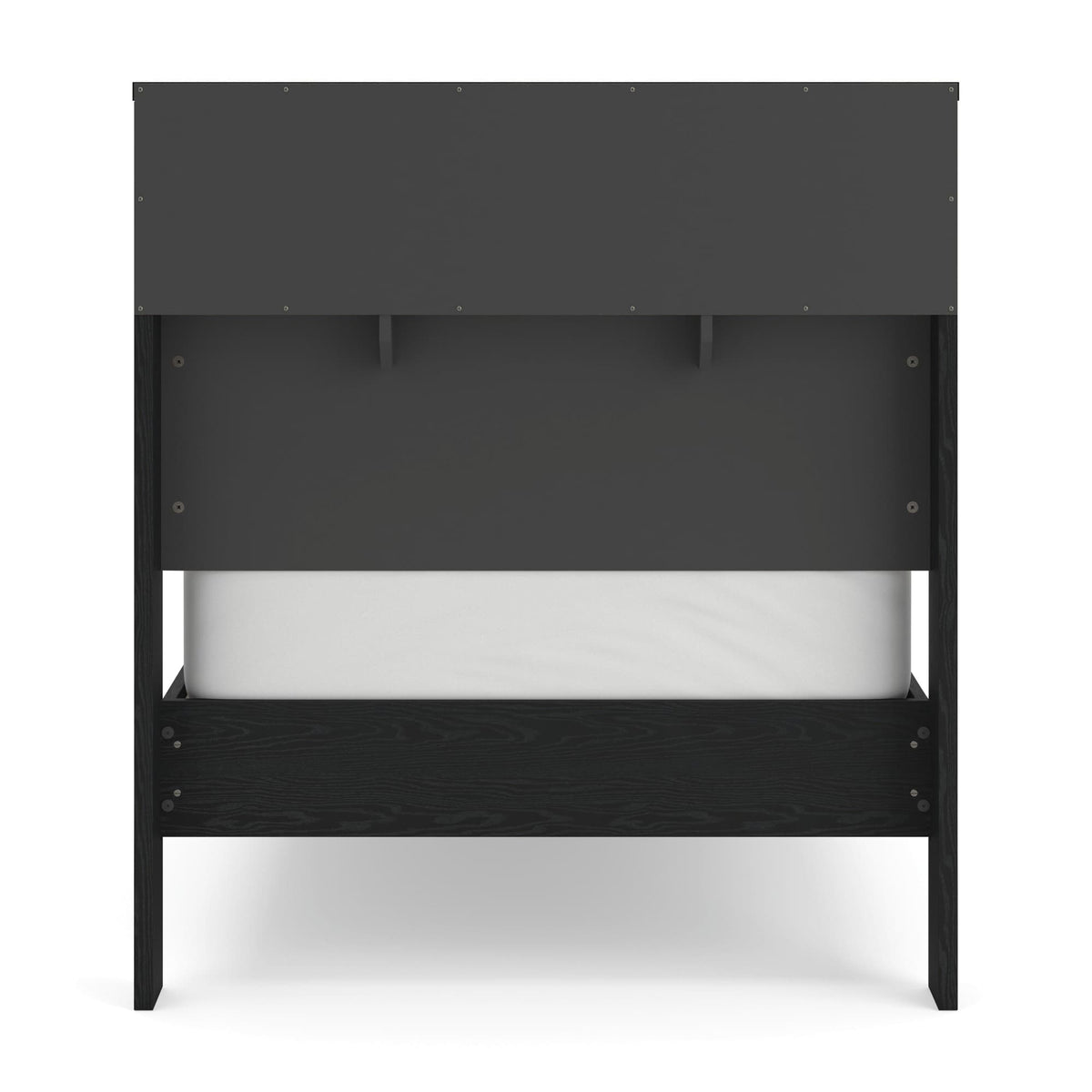 Kozmour Black/Brown Twin Bookcase Complete Bed Frame — back view