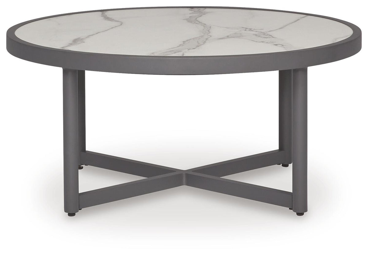 Ocean Gray Beach Outdoor Sofa and Loveseat with Coffee Table Set — front view