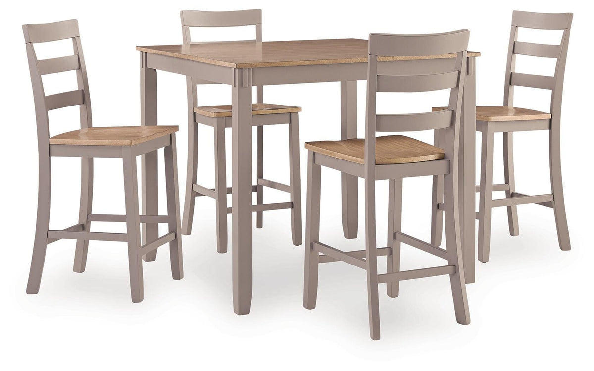 Harperfeld Natural/Gray Counter Height Dining Table and 4 Counter Stools — product image 2