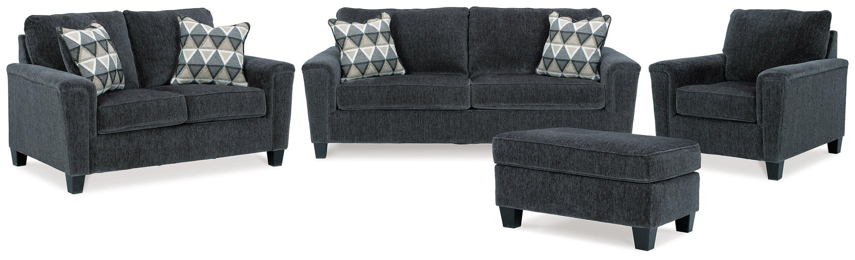 Abinger Smoke Sofa, Loveseat, Chair And Ottoman - Ella Furniture