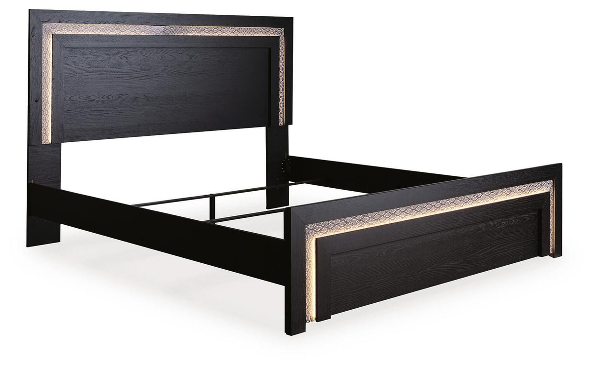 Brizmore Black King Panel Bed — angled view